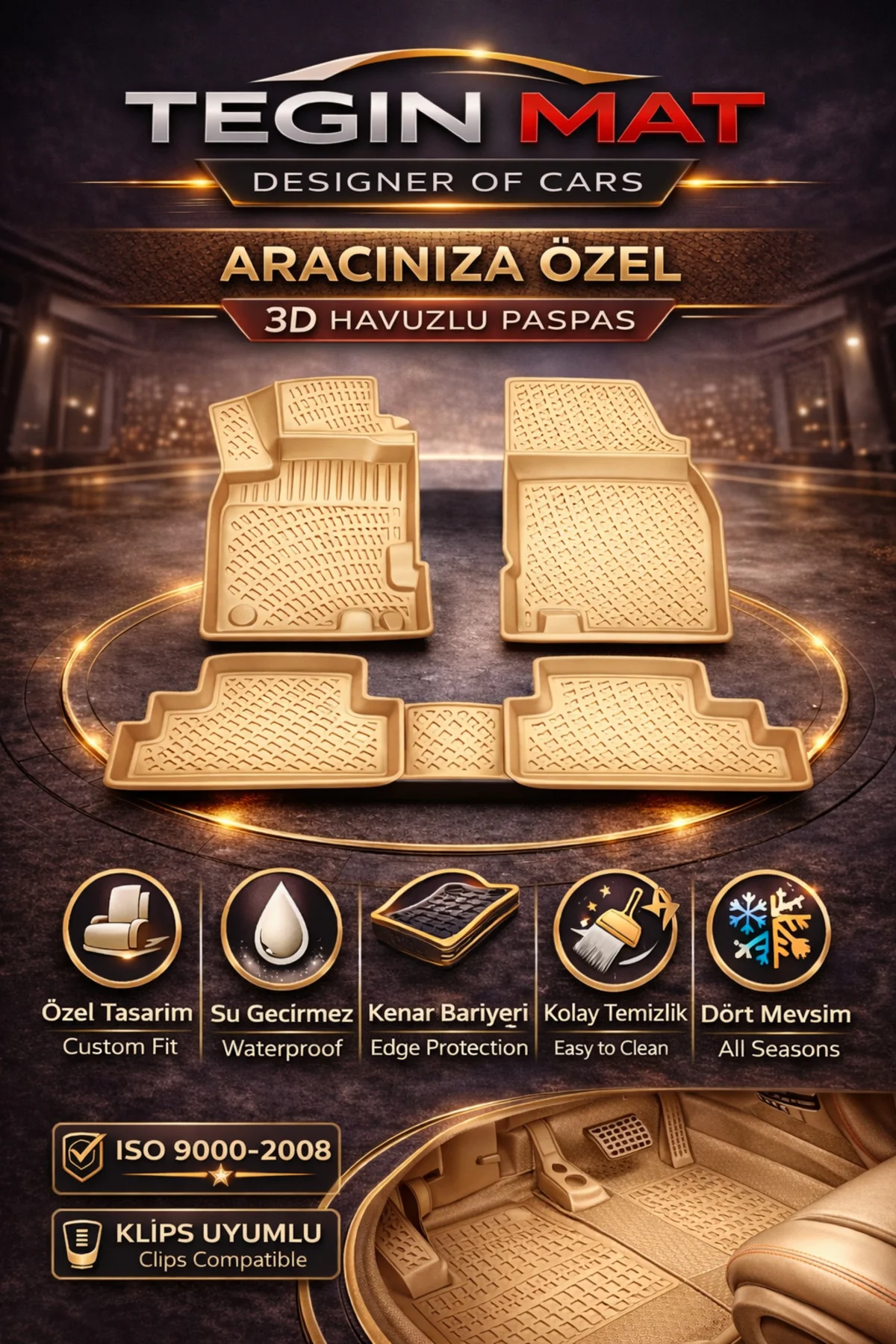 Opel Astra F 1991-1998 1.6/2.0 CDTi Bej 3D Havuzlu Paspas