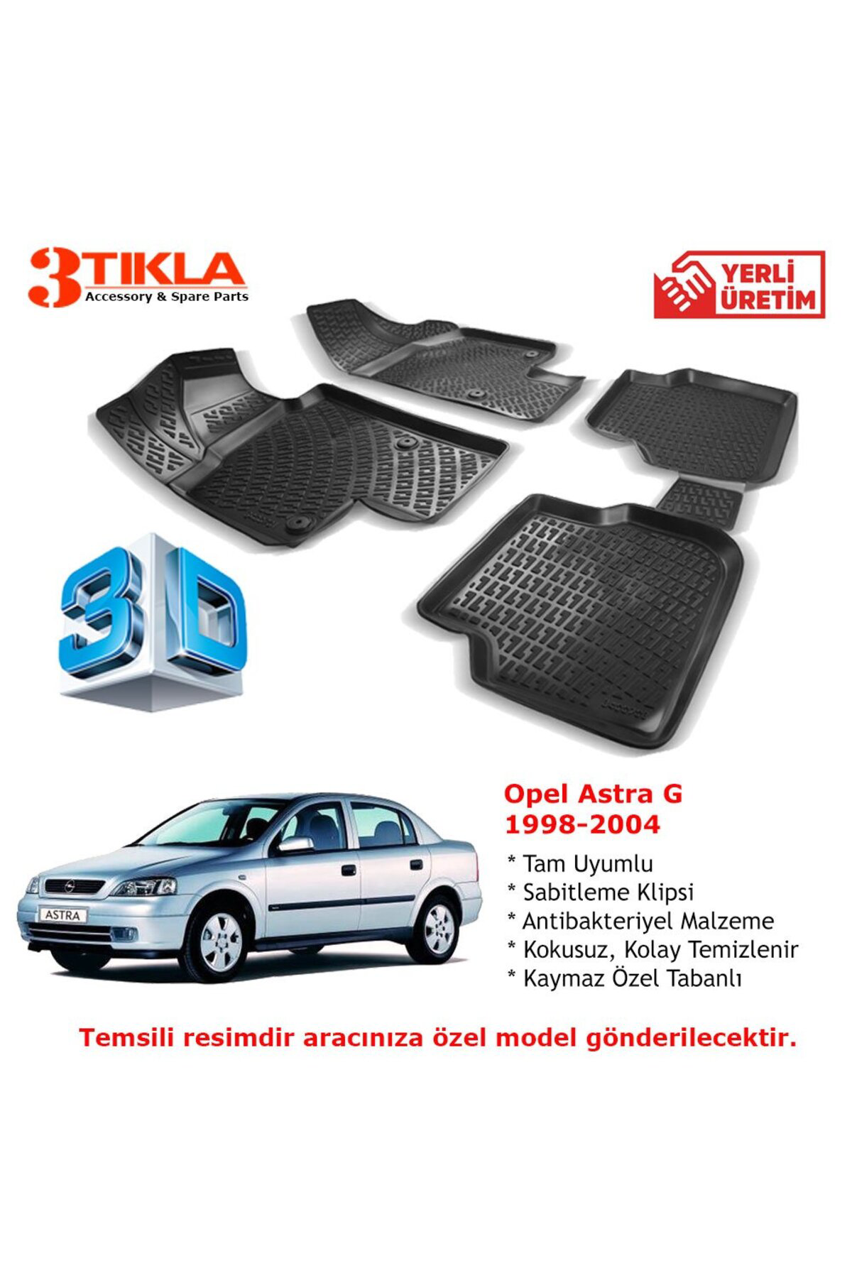 Opel Astra G 1998-2004 Premium 3D Havuzlu Paspas Seti