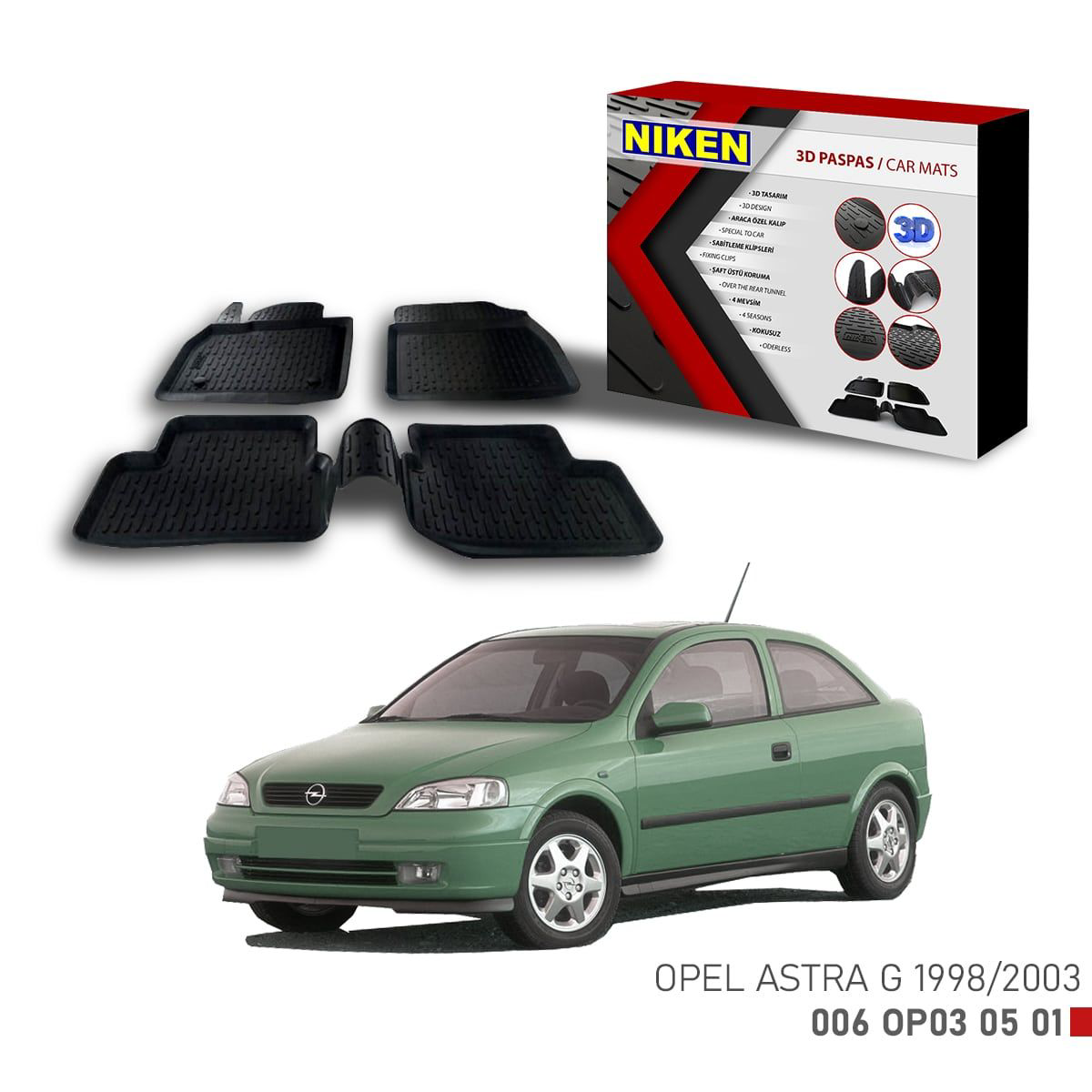 Opel Astra G için Uyumlu 1998-2003 3D Paspas