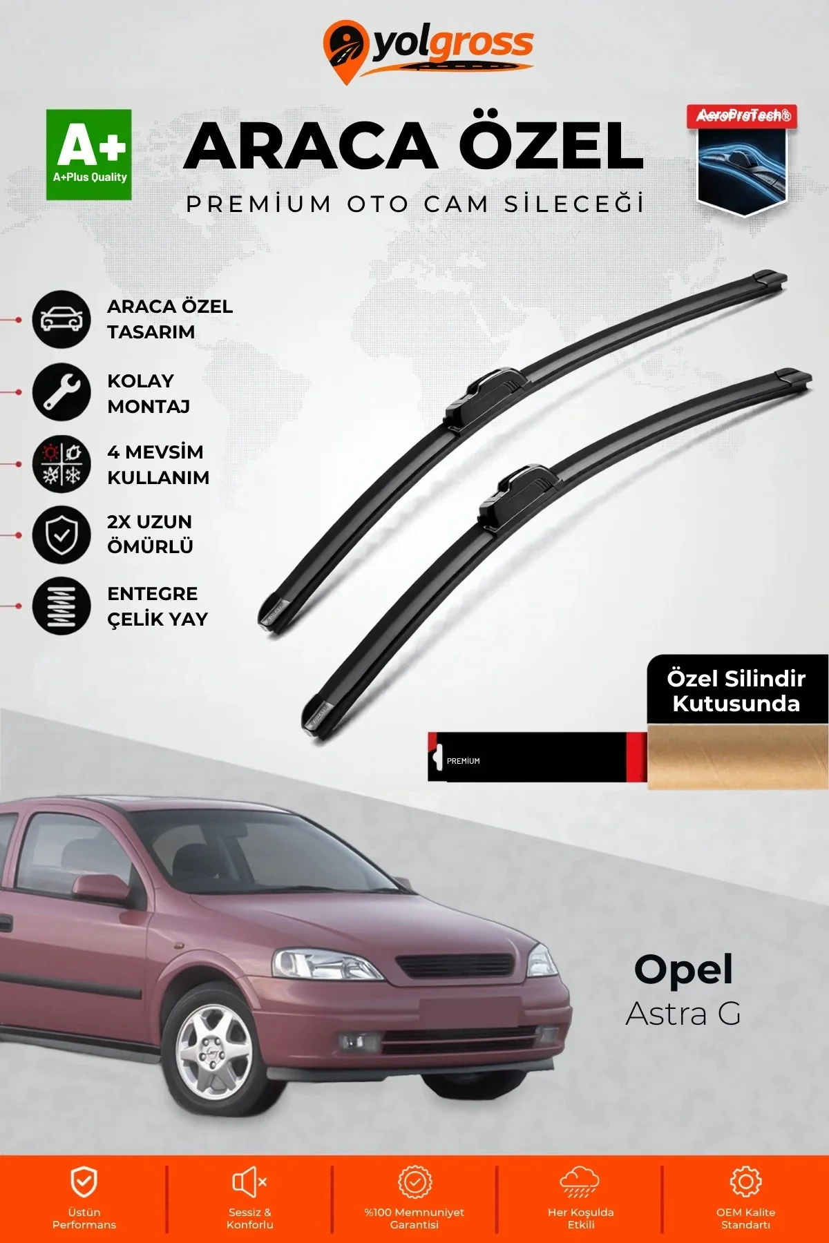 Opel Astra G Ön Cam Silecek Seti 1998-2004 Premium Araca Özel 50-48 Cm A+ Kalite