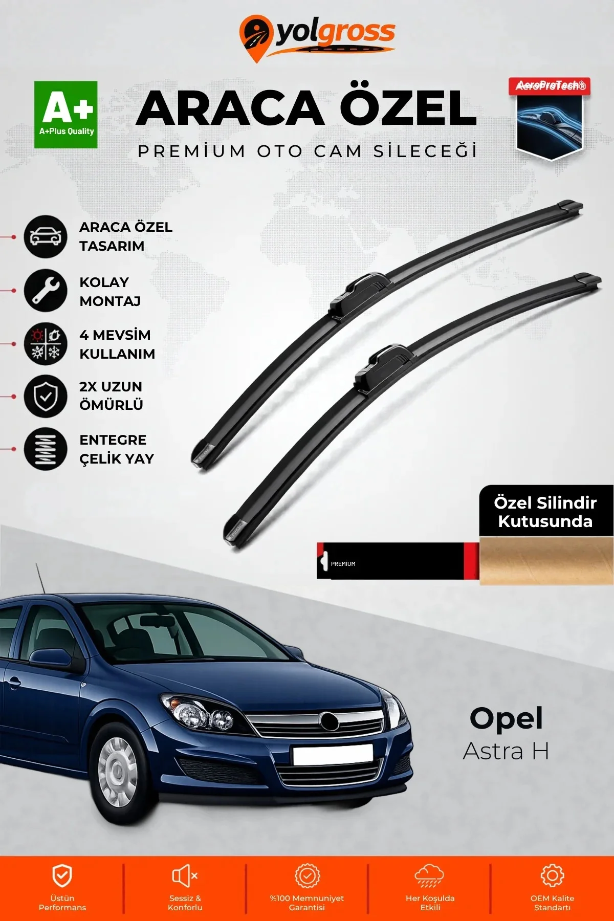 Opel Astra H Ön Cam Silecek Seti 2004-2009 Premium Araca Özel 55-45 Cm A+ Kalite
