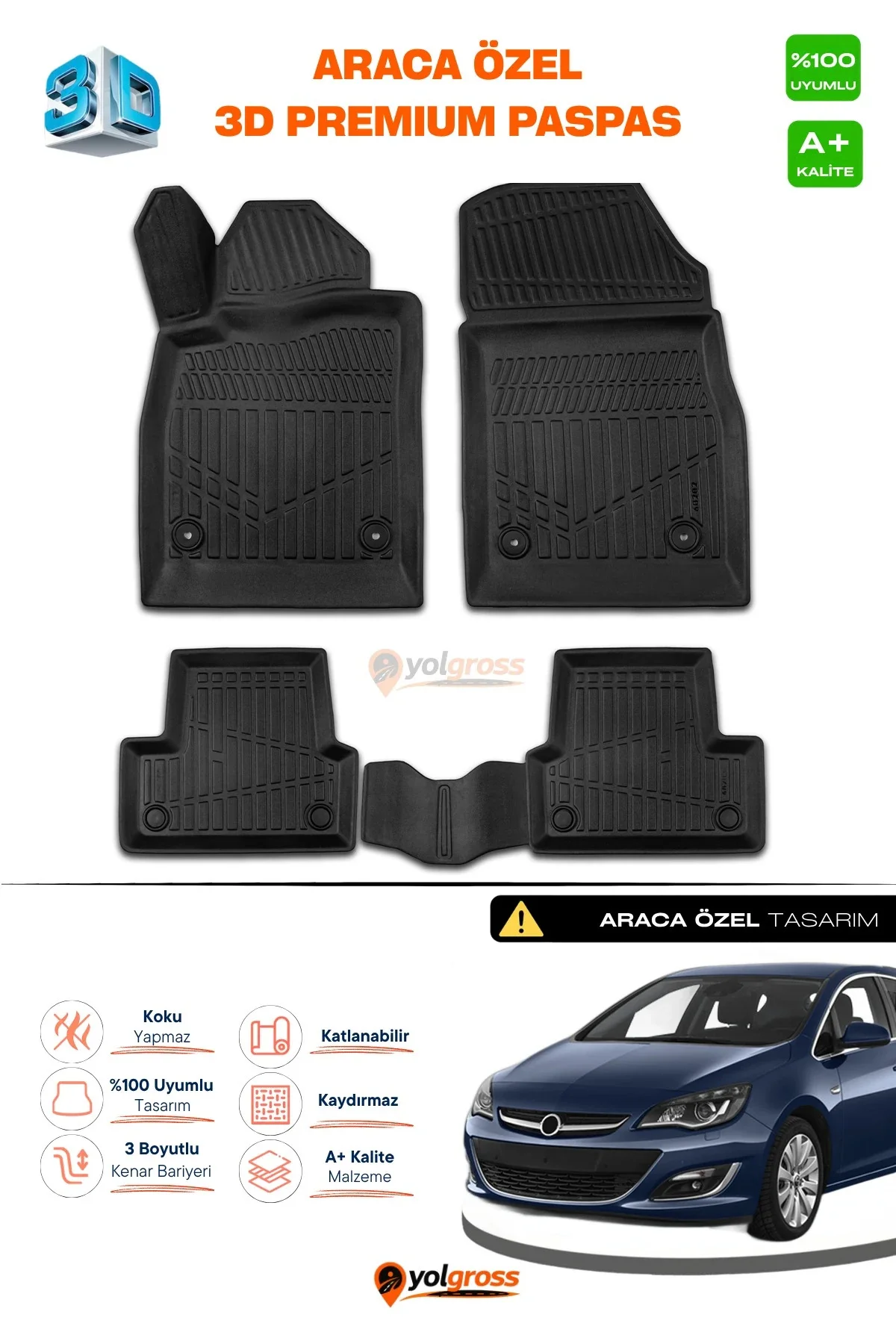 Opel Astra J 3D Pro Havuzlu Paspas 2012-2020 Üzeri A+ Kalite Opel Astra J 3D Pro Havuzlu Paspas 2012-2020 Üzeri A+ Kalite