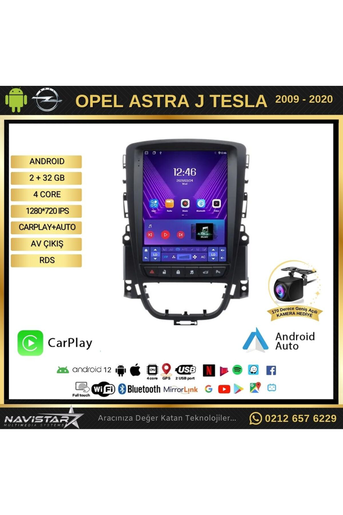 Opel Astra J Tesla 2009-2020 Model 2 32gb Android Kablosuz Carpla