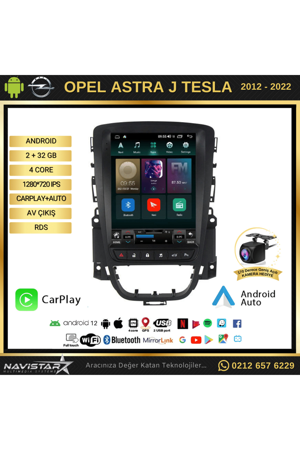 Opel Astra J Tesla Android Multimedya Ekran 2 32 Gb Ips Ekran