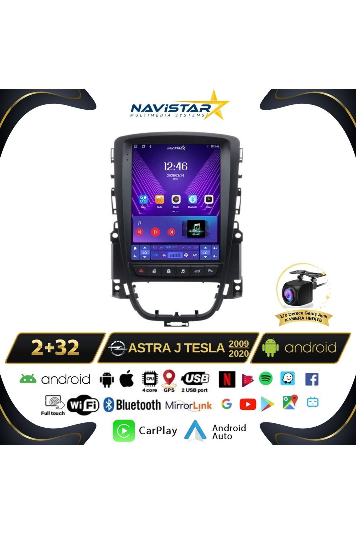 Opel Astra J Tesla Uyumlu Android Multimedya Ekran 10.1