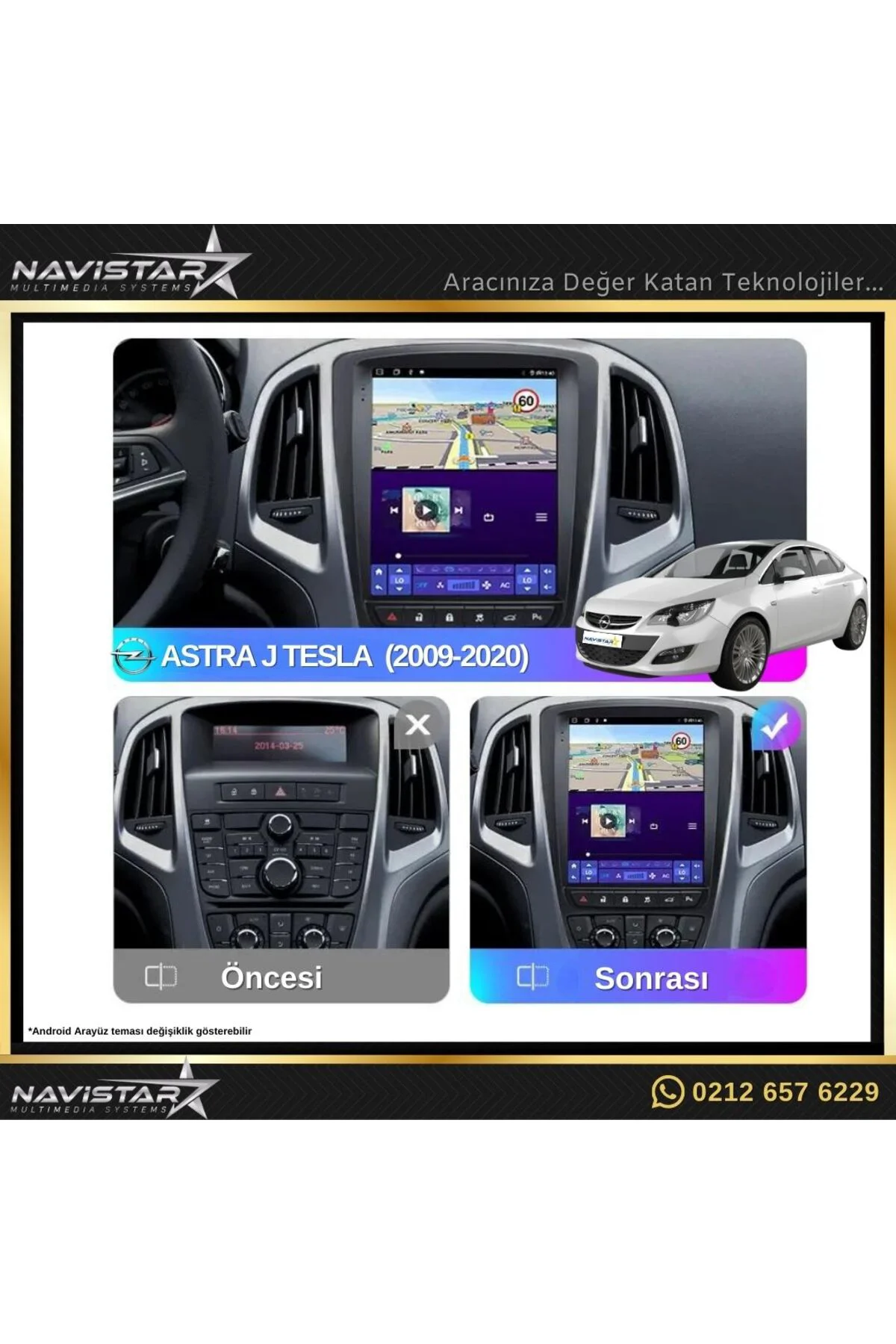 Opel Astra J Tesla Uyumlu Android Multimedya Ekran 10.1 Opel Astra J Tesla Uyumlu Android Multimedya Ekran 10.1 - Görsel 3