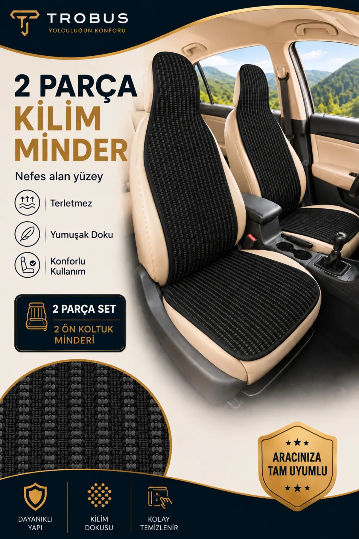 Opel Astra L 2022 ve Sonrası Üniversal Örme Ön 2 Parça Minder Terletmez Kaymaz Taban Siyah Opel Astra L 2022 ve Sonrası Üniversal Örme Ön 2 Parça Minder Terletmez Kaymaz Taban Siyah