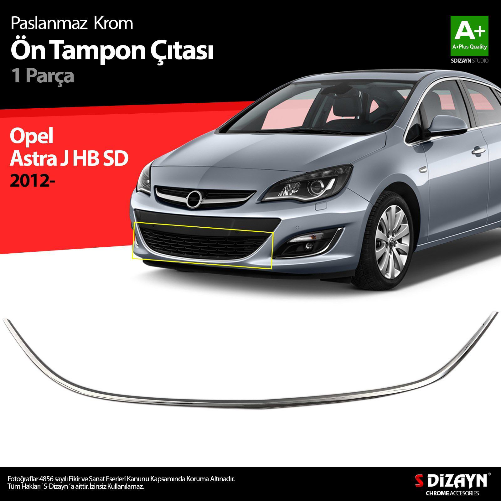 Opel Astra Uyumlu J Krom Ön Tampon Çıtası 2012 Üzeri Opel Astra Uyumlu J Krom Ön Tampon Çıtası 2012 Üzeri