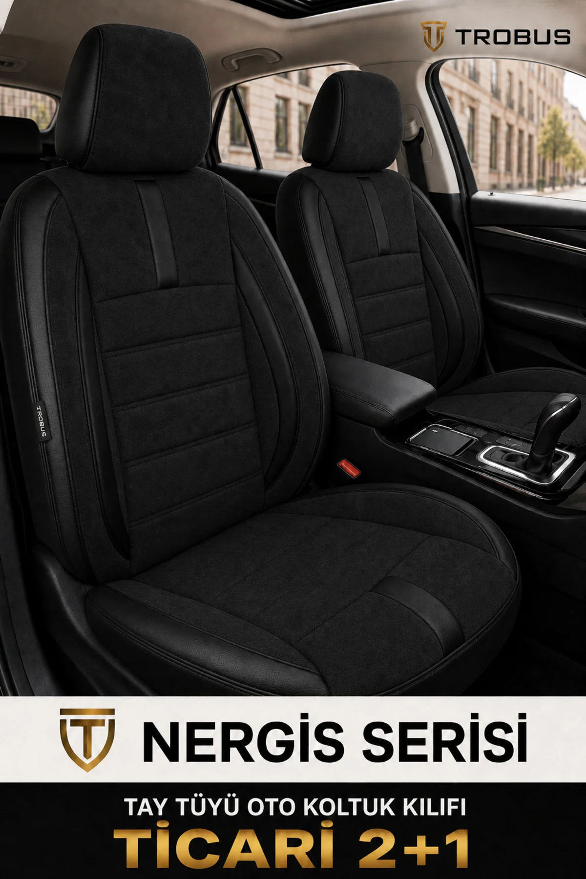 Opel Combo 2005-2012 Uyumlu Siyah Nergis Serisi Ortopedik Tay Tüyü 2+1 Ticari Koltuk Kılıfı