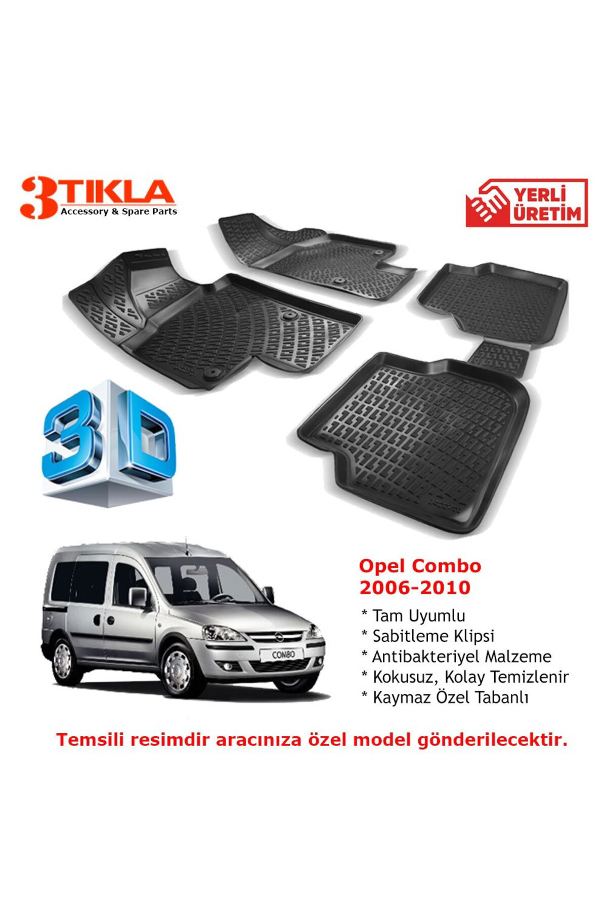 Opel Combo 2006-2010 Premium 3D Havuzlu Paspas Seti
