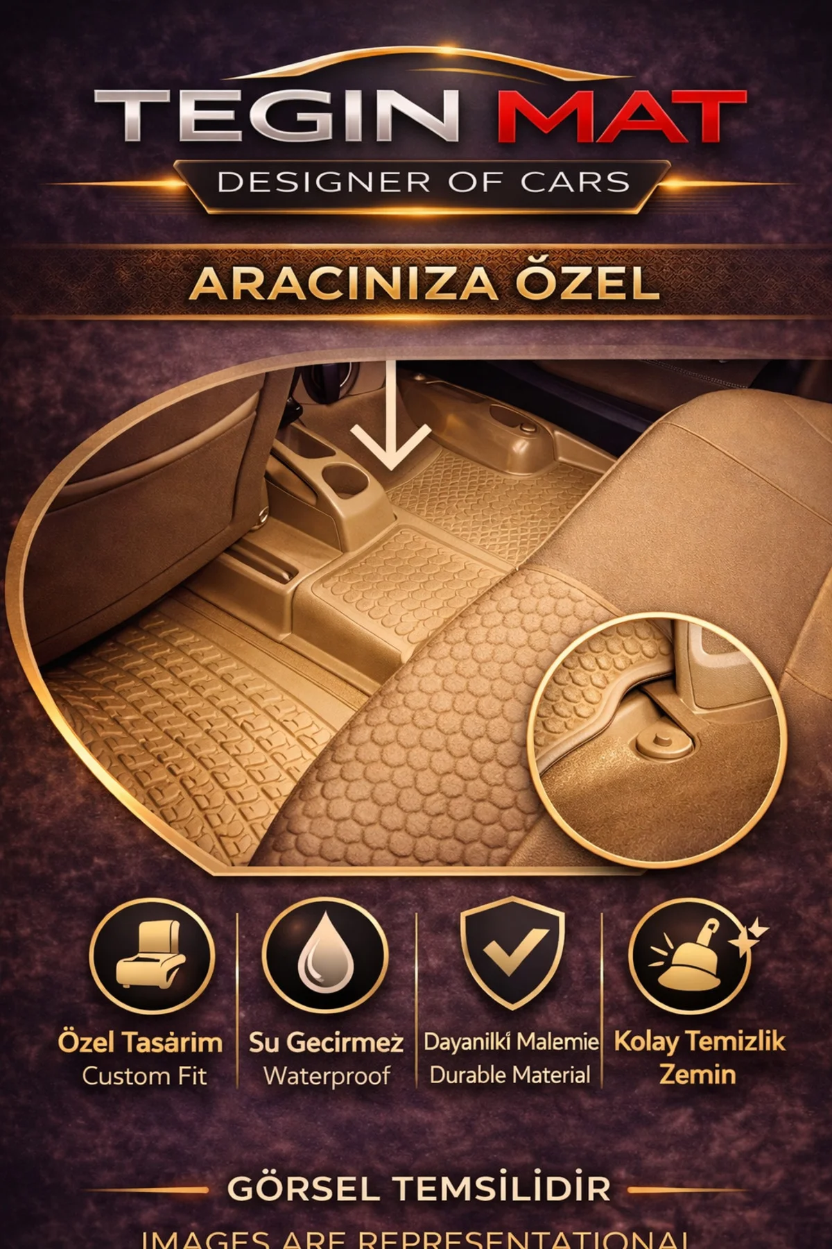 Opel Combo 2011-2017 Otomatik Bej 3D Havuzlu Paspas