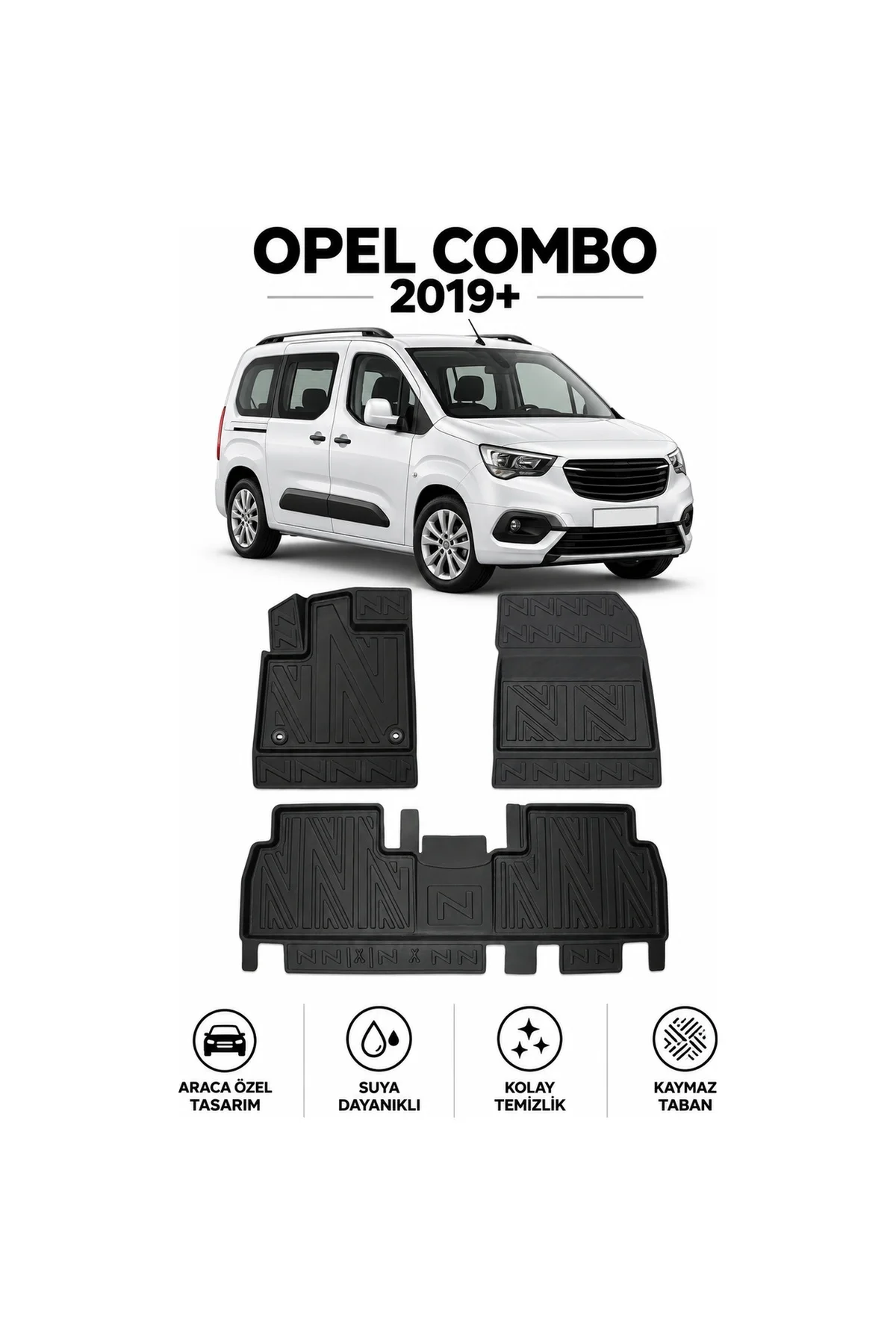 Opel Combo 2019 Sonrası Karbon Desenli Premium 3D Havuzlu Oto Paspas