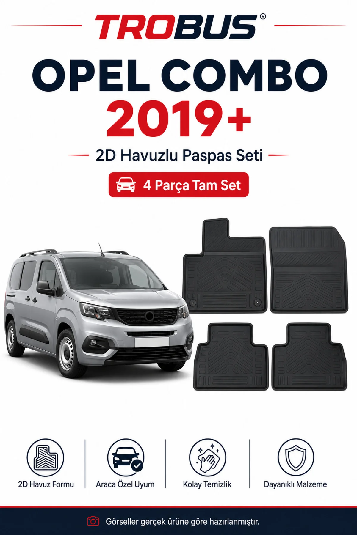 Opel Combo 2019 ve Sonrası 5 Koltuk 2D Havuzlu Paspas