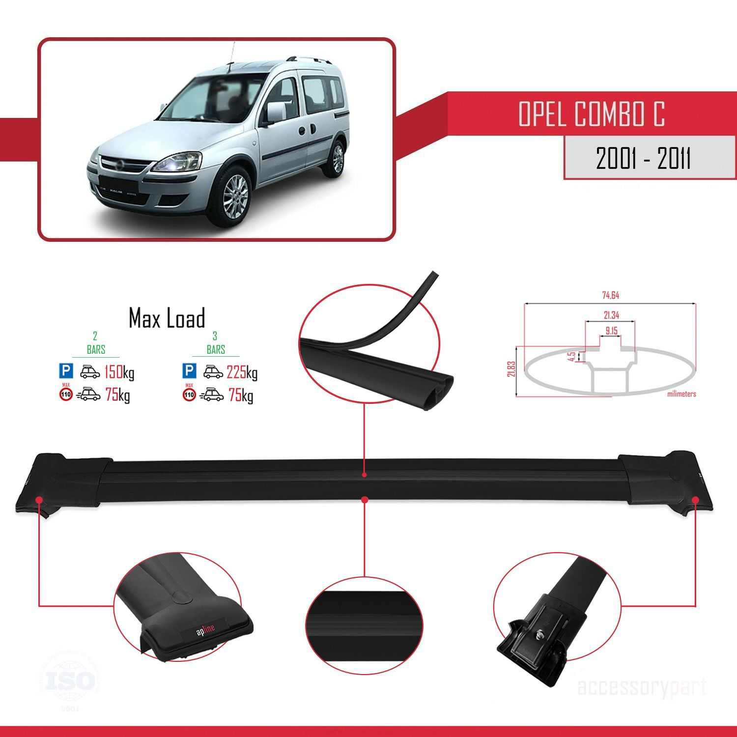 Opel Combo (C) 2001-2011 Arası ile uyumlu FLY Model Ara Atkı Tava