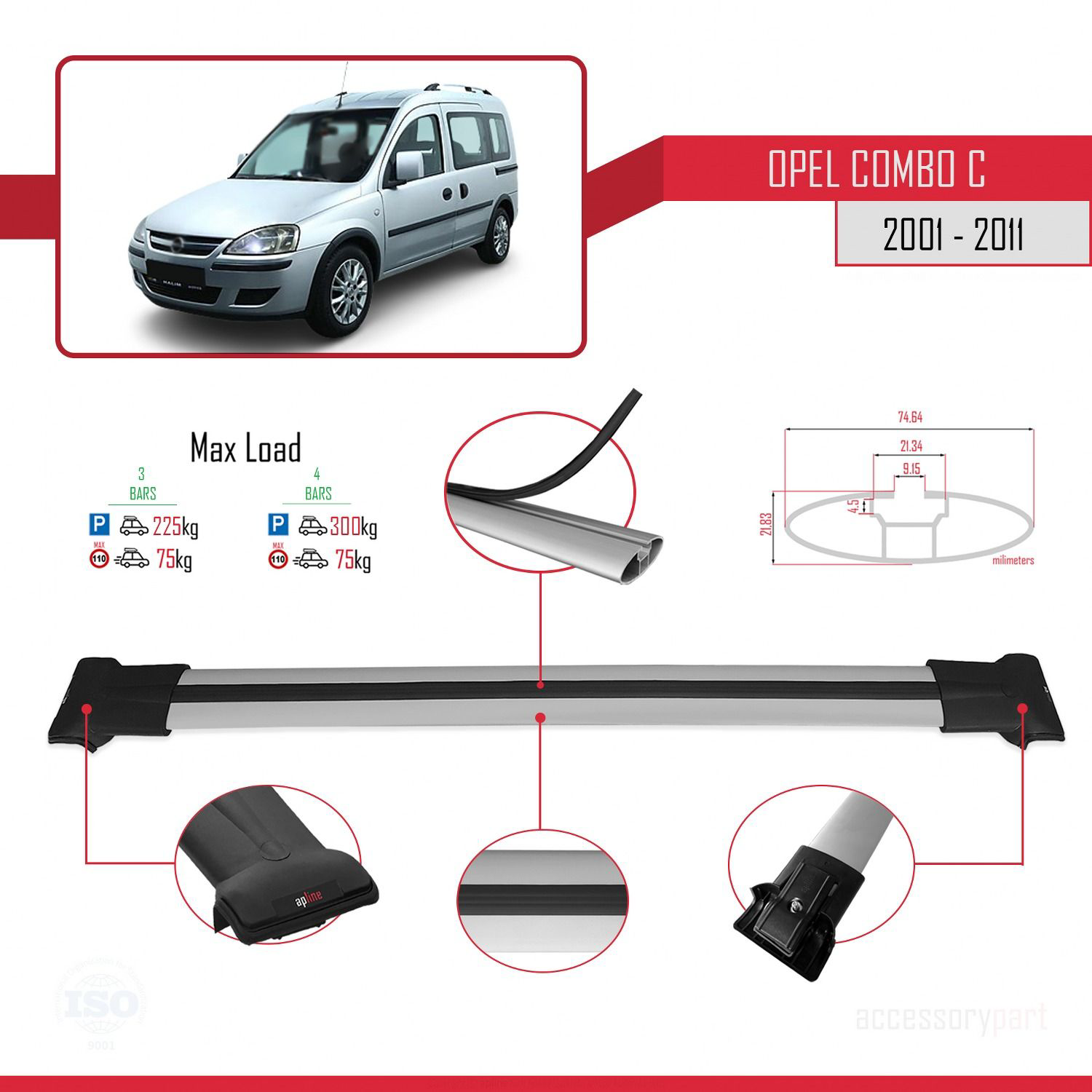 Opel Combo (C) 2001-2011 Arası ile uyumlu FLY Model Ara Atkı Tava