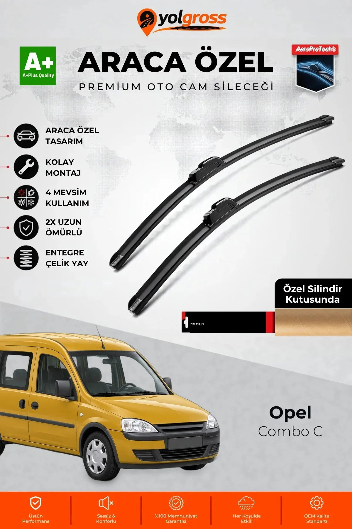 Opel Combo C Ön Cam Silecek Seti 2002-2012 Premium Araca Özel 50-40 Cm A+ Kalite