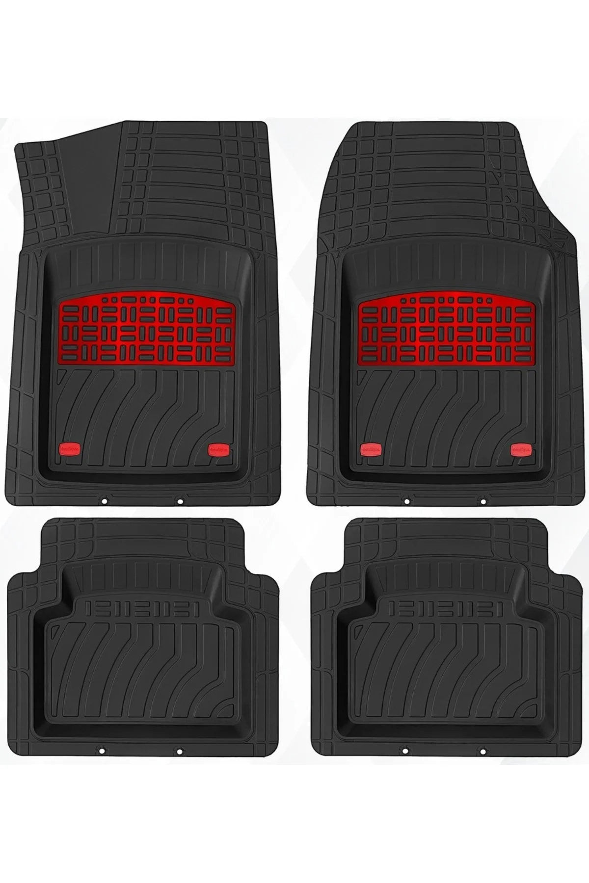 Opel Combo Combi 2003 Uyumlu 4 Cm Derin Havuzlu 3D Universal Oto Paspas Siyah-Kırmızı