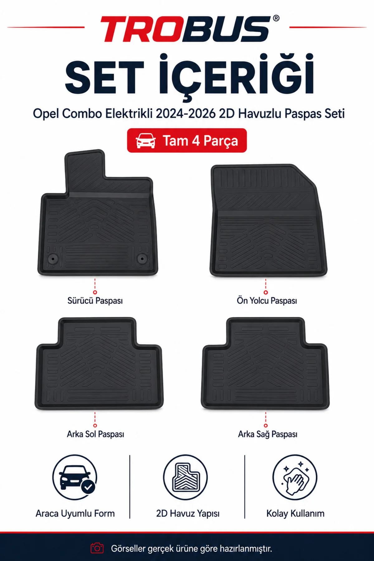 Opel Combo Elektrikli 2024-2026 Otomatik Vites 2D Havuzlu Paspas