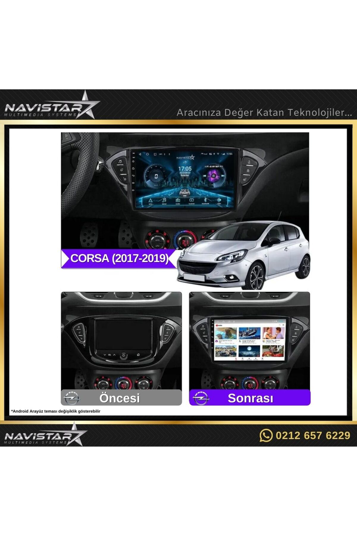 Opel Corsa 2017-2019 Model 2 64gb Android 13 Kablosuz Carplay Nav