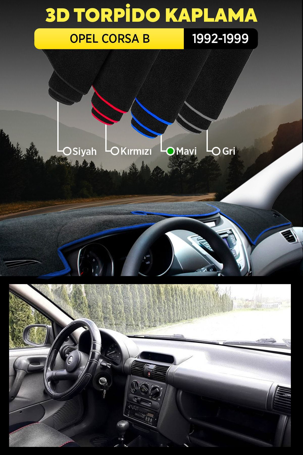 Opel Corsa B (1992-1999) 3d Torpido Koruma Kılıfı - Ön Göğüs Kapl