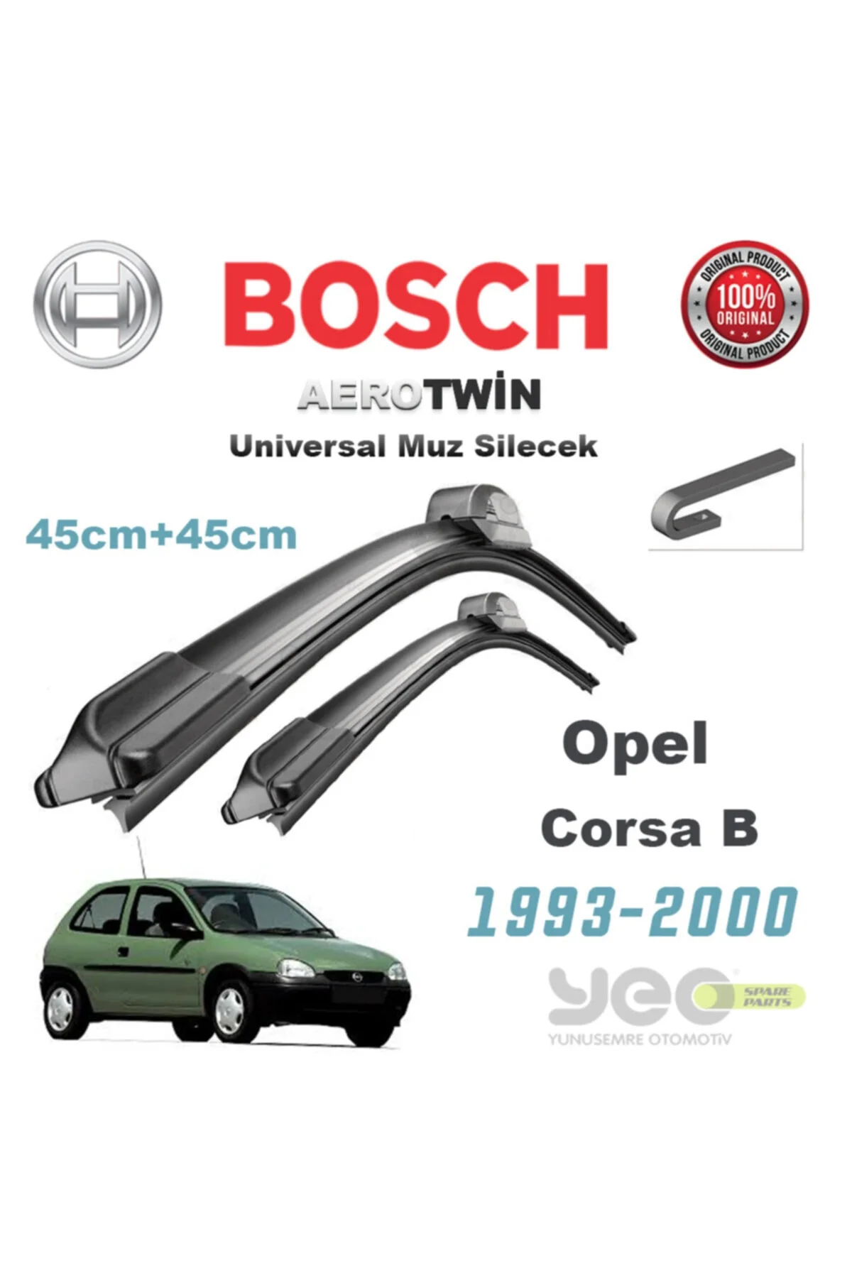 Opel Corsa B Aerotwin Muz Silecek Takımı 1993-2000 Opel Corsa B Aerotwin Muz Silecek Takımı 1993-2000