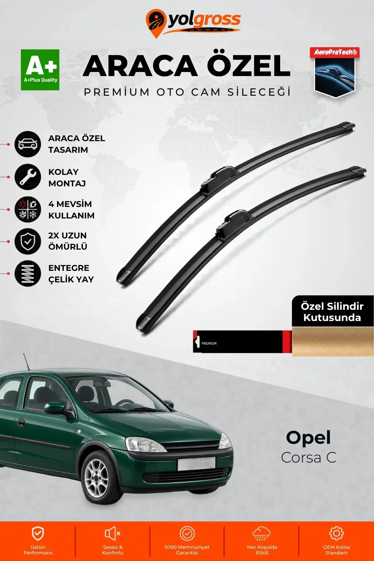 Opel Corsa C Ön Cam Silecek Seti 2000-2006 Premium Araca Özel 50-45 Cm A+ Kalite Opel Corsa C Ön Cam Silecek Seti 2000-2006 Premium Araca Özel 50-45 Cm A+ Kalite