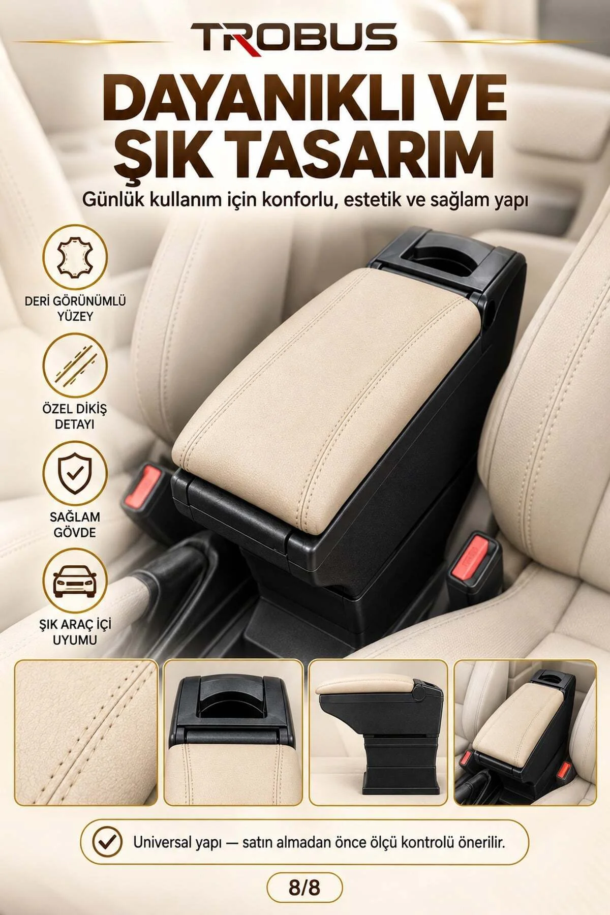Opel Corsa D 2006-2014 Uyumlu Ayarlanabilir Ayaklı Kolçak Kol Dayama Bardaklıklı Bej Siyah Opel Corsa D 2006-2014 Uyumlu Ayarlanabilir Ayaklı Kolçak Kol Dayama Bardaklıklı Bej Siyah - Görsel 8