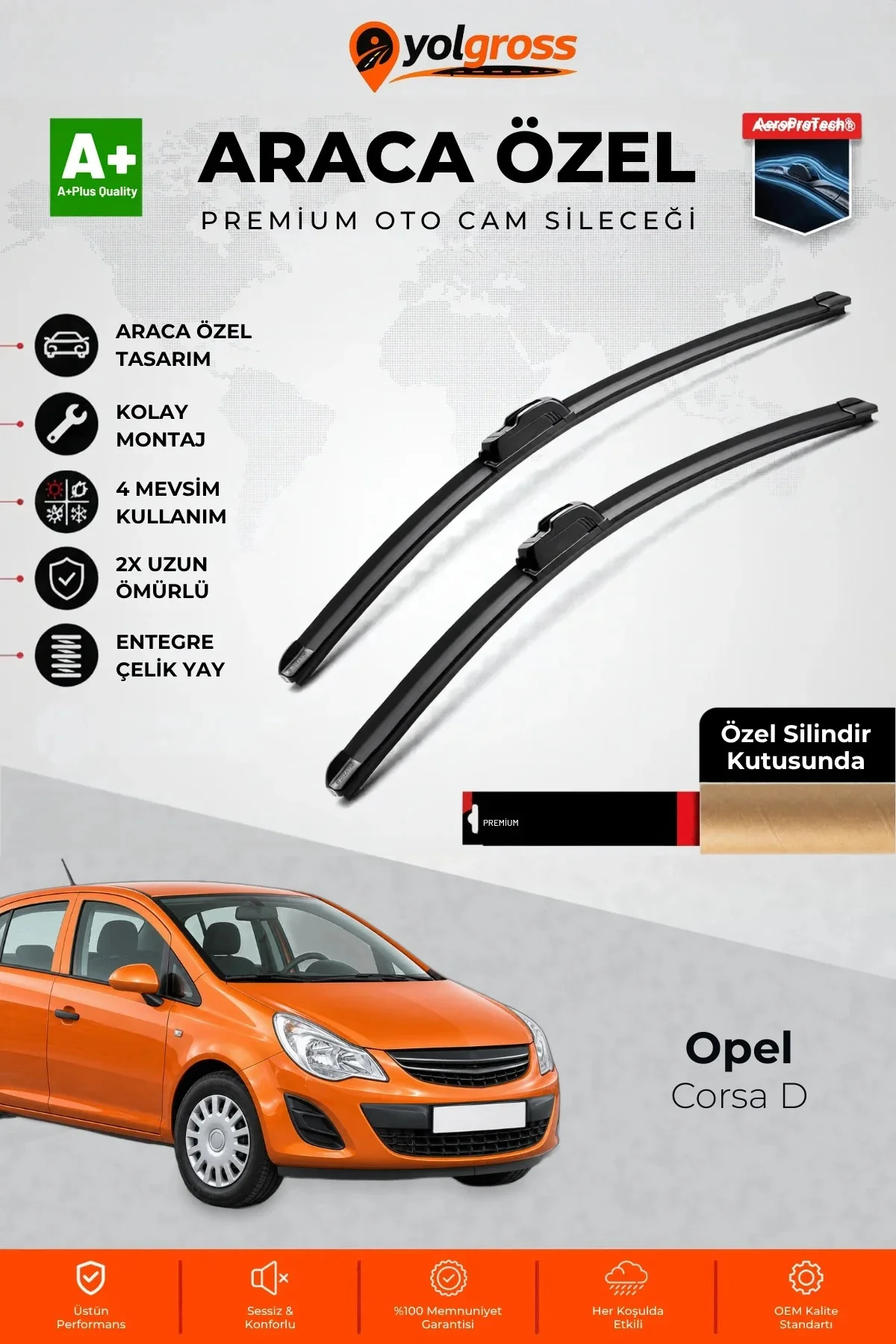 Opel Corsa D Ön Cam Silecek Seti 2006-2014 Premium Araca Özel 65-40 Cm A+ Kalite
