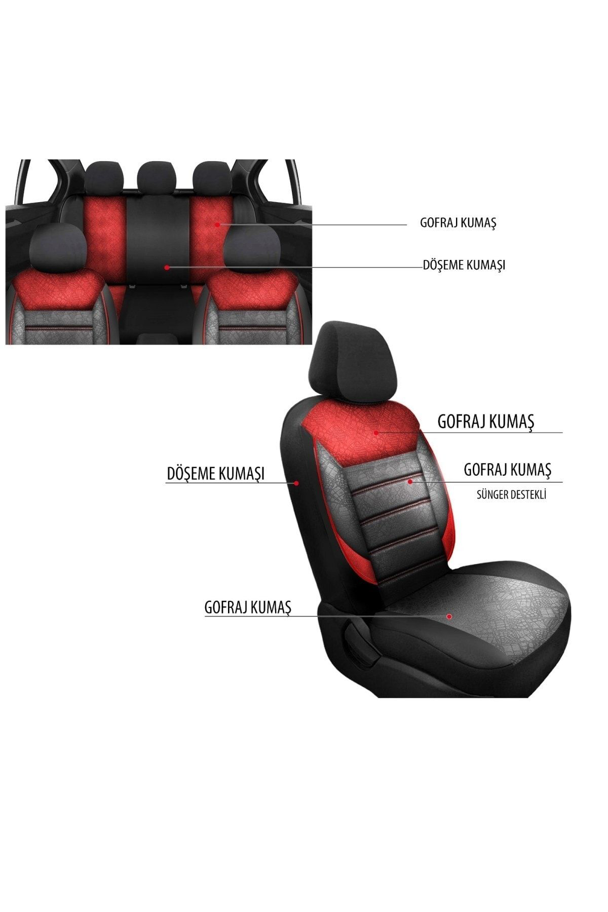 Dgnl Opel Corsa D Uyumlu Koltuk Kilifi Scorpion - Kirmizi