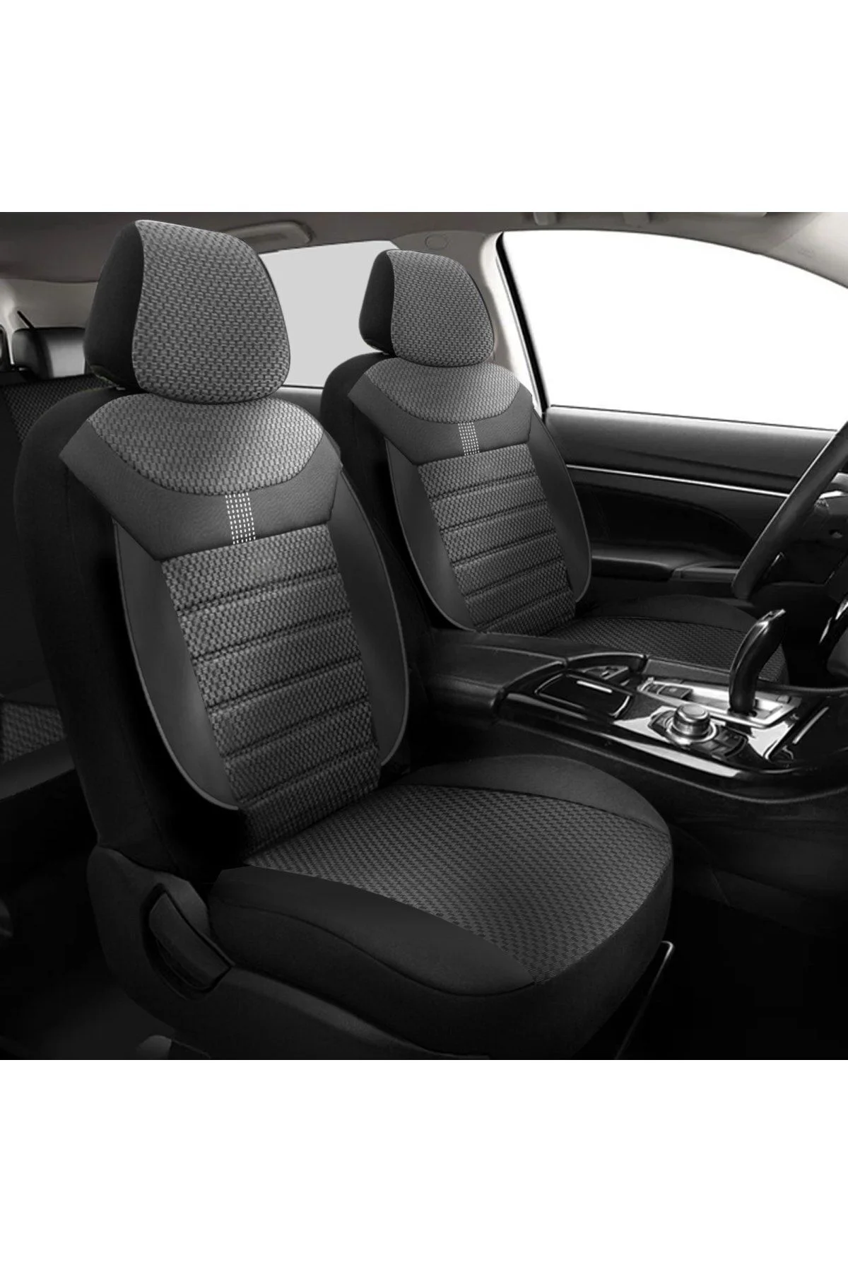 Opel Corsa D Uyumlu Koltuk Kılıfı Stone Serisi - Siyah