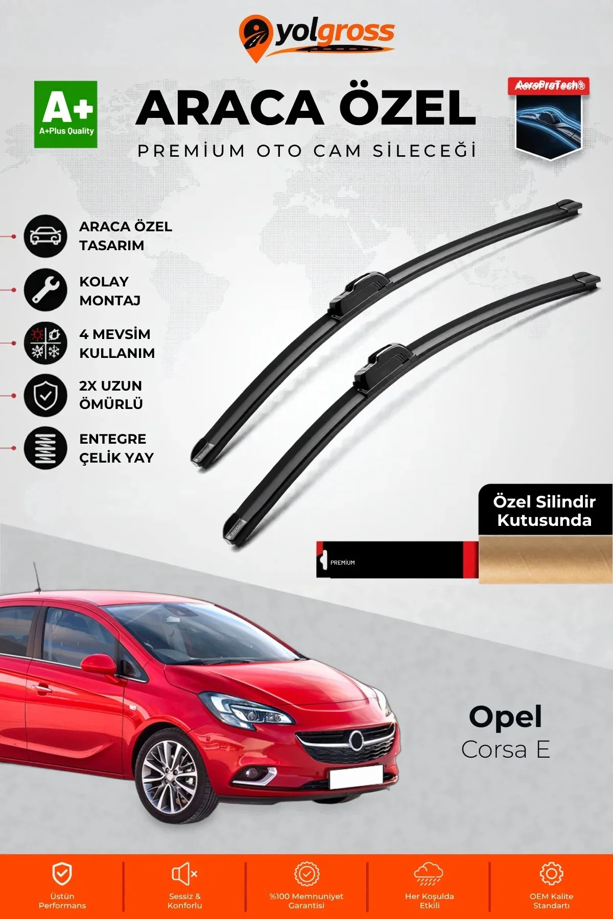 Opel Corsa E Ön Cam Silecek Seti 2014-2019 Premium Araca Özel 65-40 Cm A+ Kalite