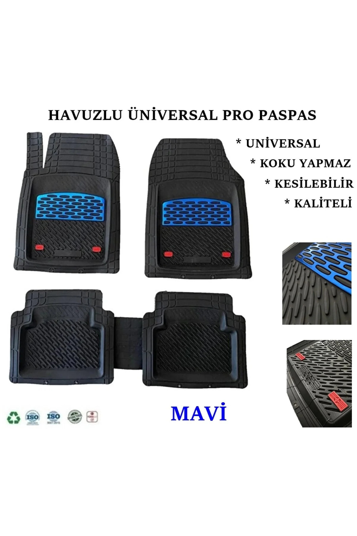 Zeyno Ticaret Opel Corsa F 2023 Uyumlu Havuzlu Üniversal Maxi Paspas Mavi - Siy