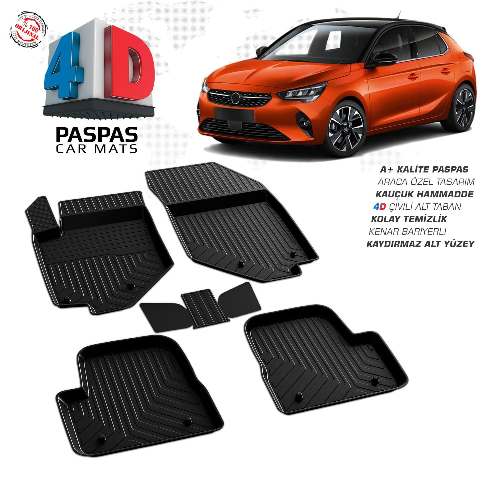 Opel Corsa F 4D Araca Özel Havuzlu Kauçuk Paspas 2019 ve Üzeri Fiyatı, Yorumları ve Özellikleri