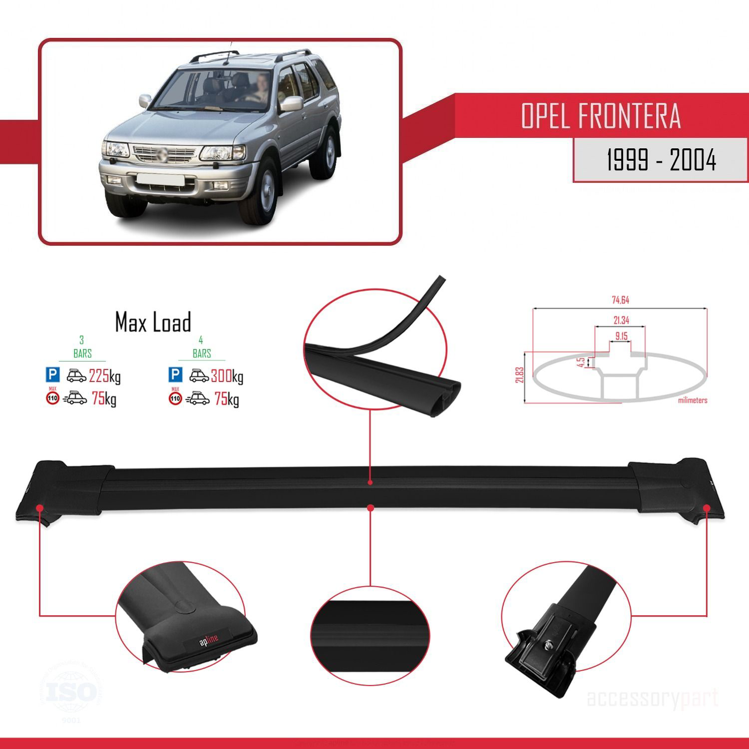 Opel Frontera 1999-2004 Arası ile Uyumlu FLY Model Ara Atkı Tavan