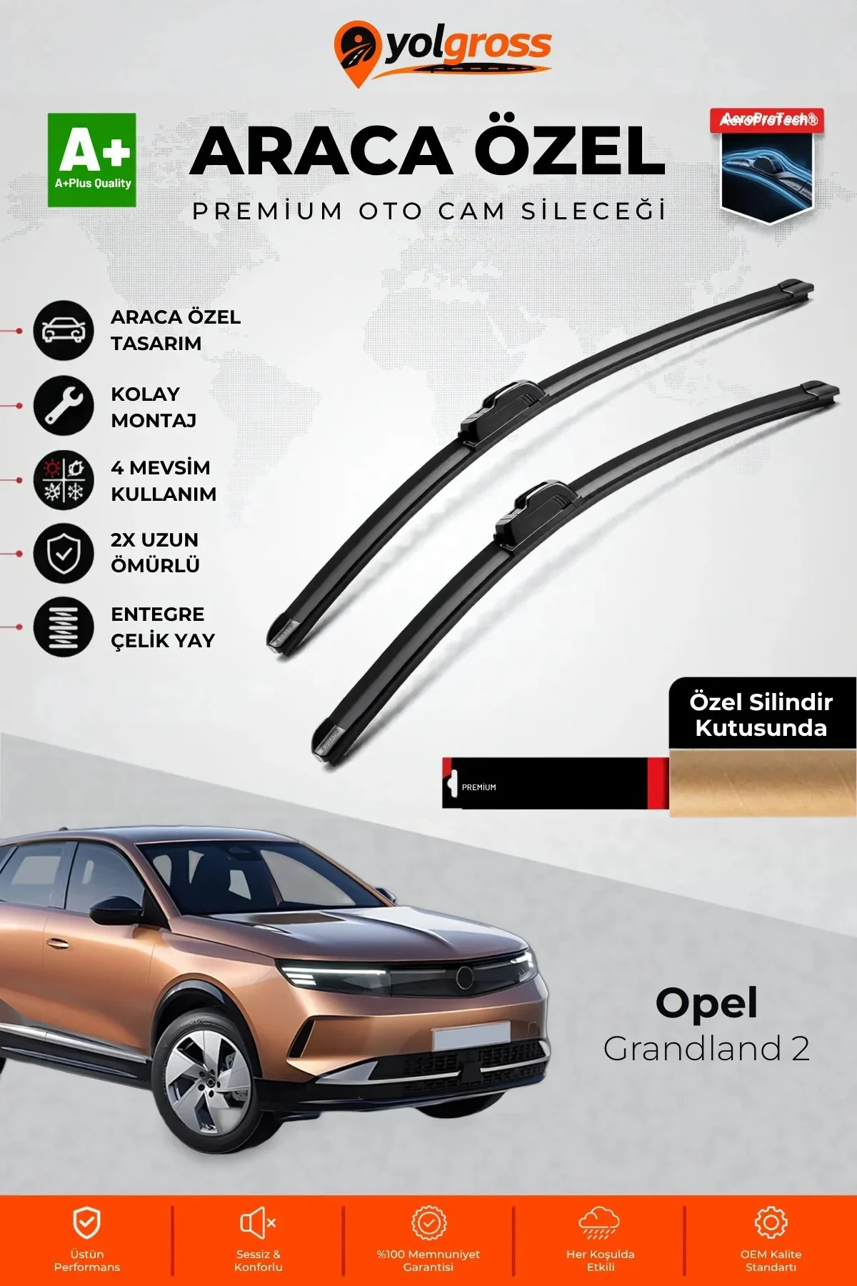 Opel Grandland 2 Ön Cam Silecek Seti 2024 Üzeri Premium Araca Özel 70-43 Cm A+ Kalite