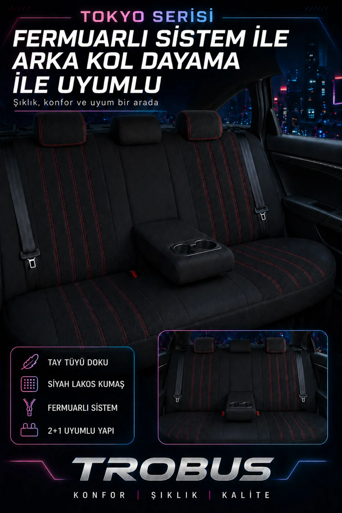 Opel Grandland 2017 ve Sonrası Bel Destekli Tay Tüyü Koltuk Kılıfı Tokyo Serisi Siyah Kırmızı Fiyatı, Yorumları ve Özellikleri