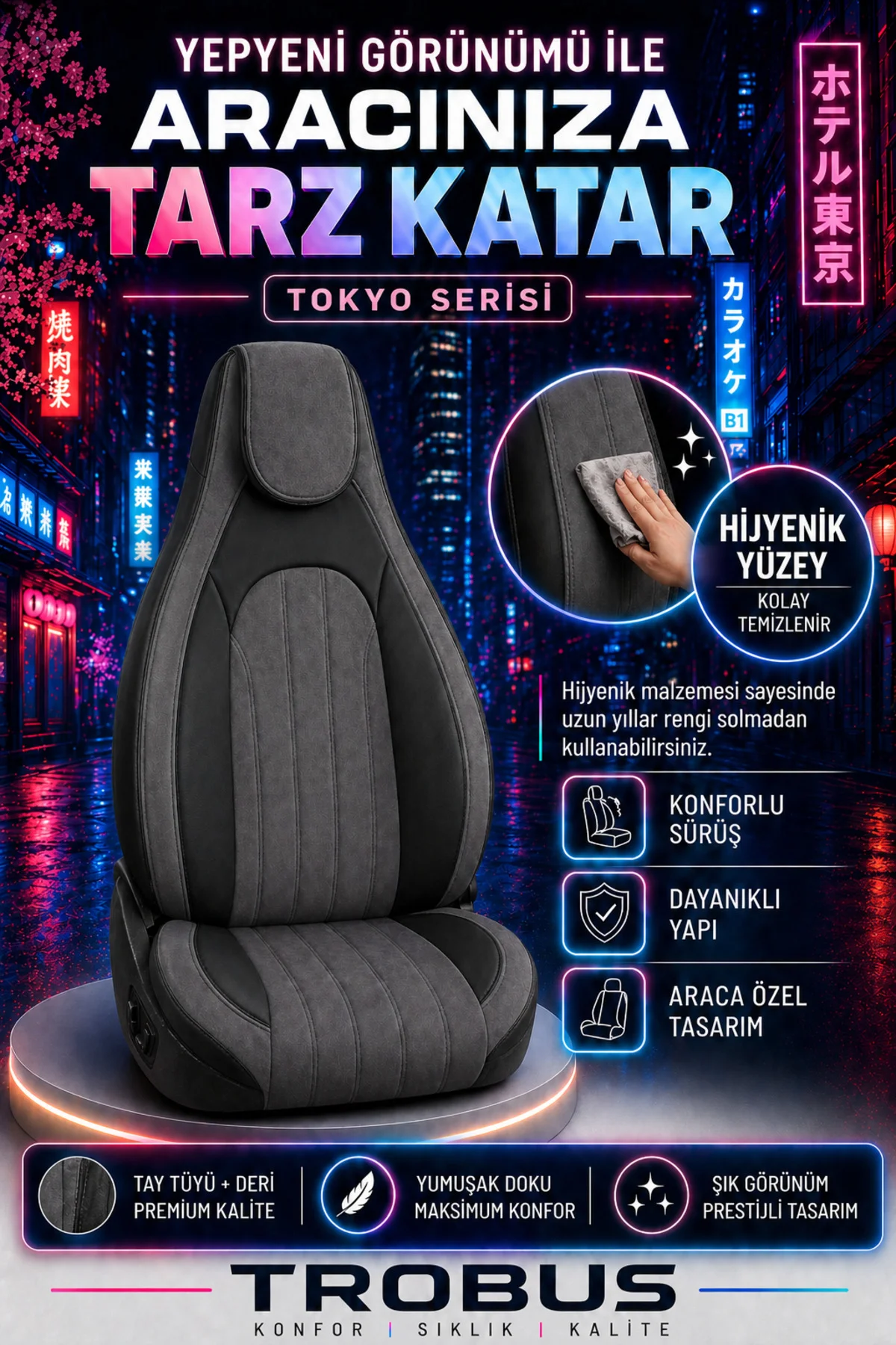 Opel Grandland 2017 ve Sonrası Bel Destekli Tay Tüyü Koltuk Kılıfı Tokyo Serisi Füme Siyah Fiyatı, Yorumları ve Özellikleri