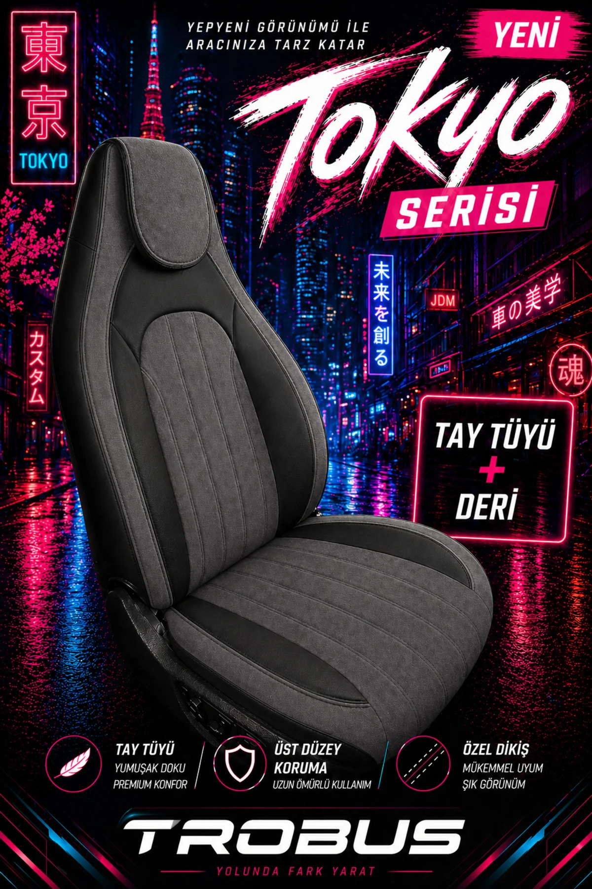 Opel Grandland 2017 ve Sonrası Bel Destekli Tay Tüyü Koltuk Kılıfı Tokyo Serisi Füme Siyah Fiyatı, Yorumları ve Özellikleri
