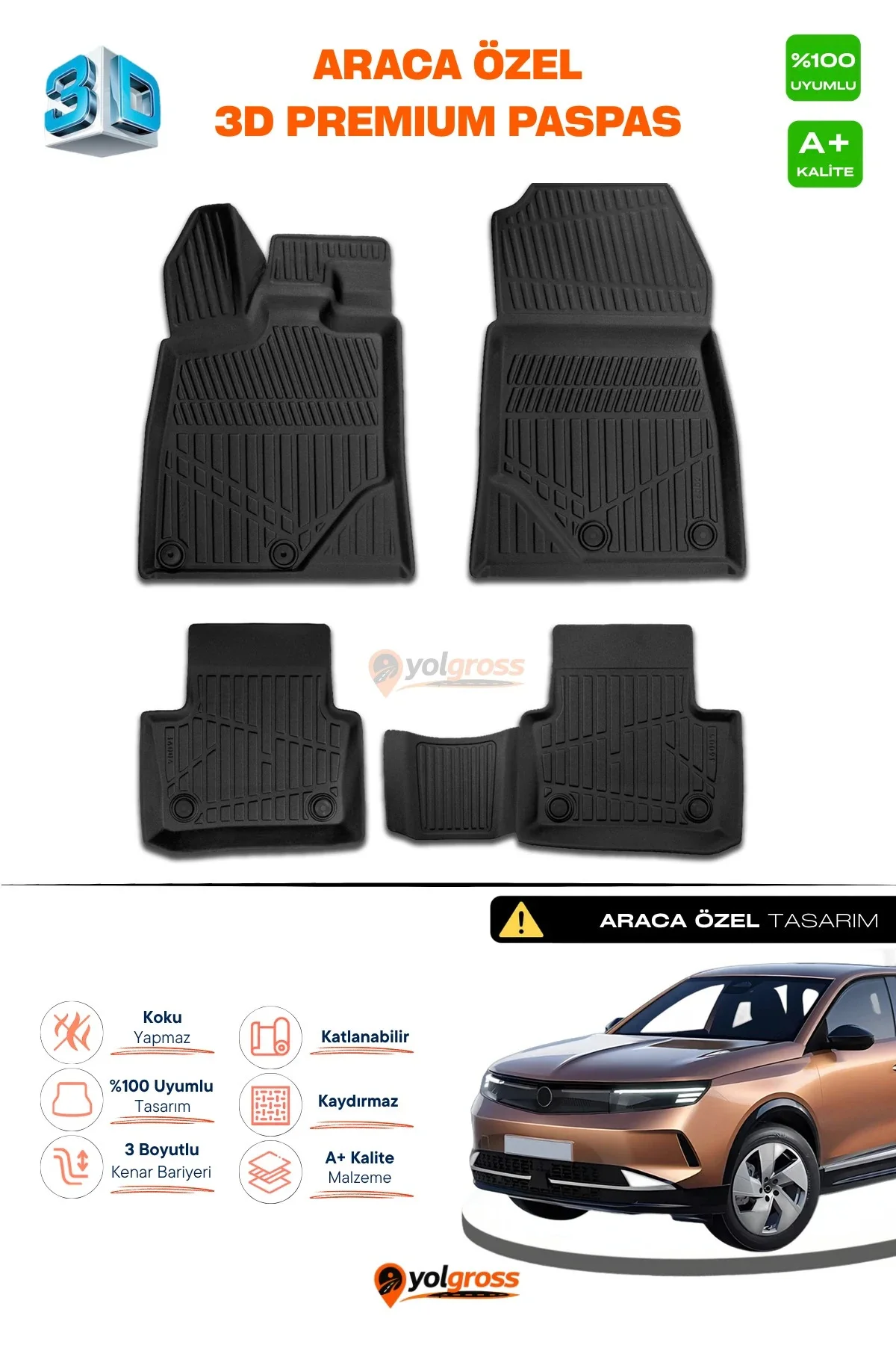 Opel Grandland 3D Pro Havuzlu Paspas 2025 Üzeri A+ Kalite Opel Grandland 3D Pro Havuzlu Paspas 2025 Üzeri A+ Kalite