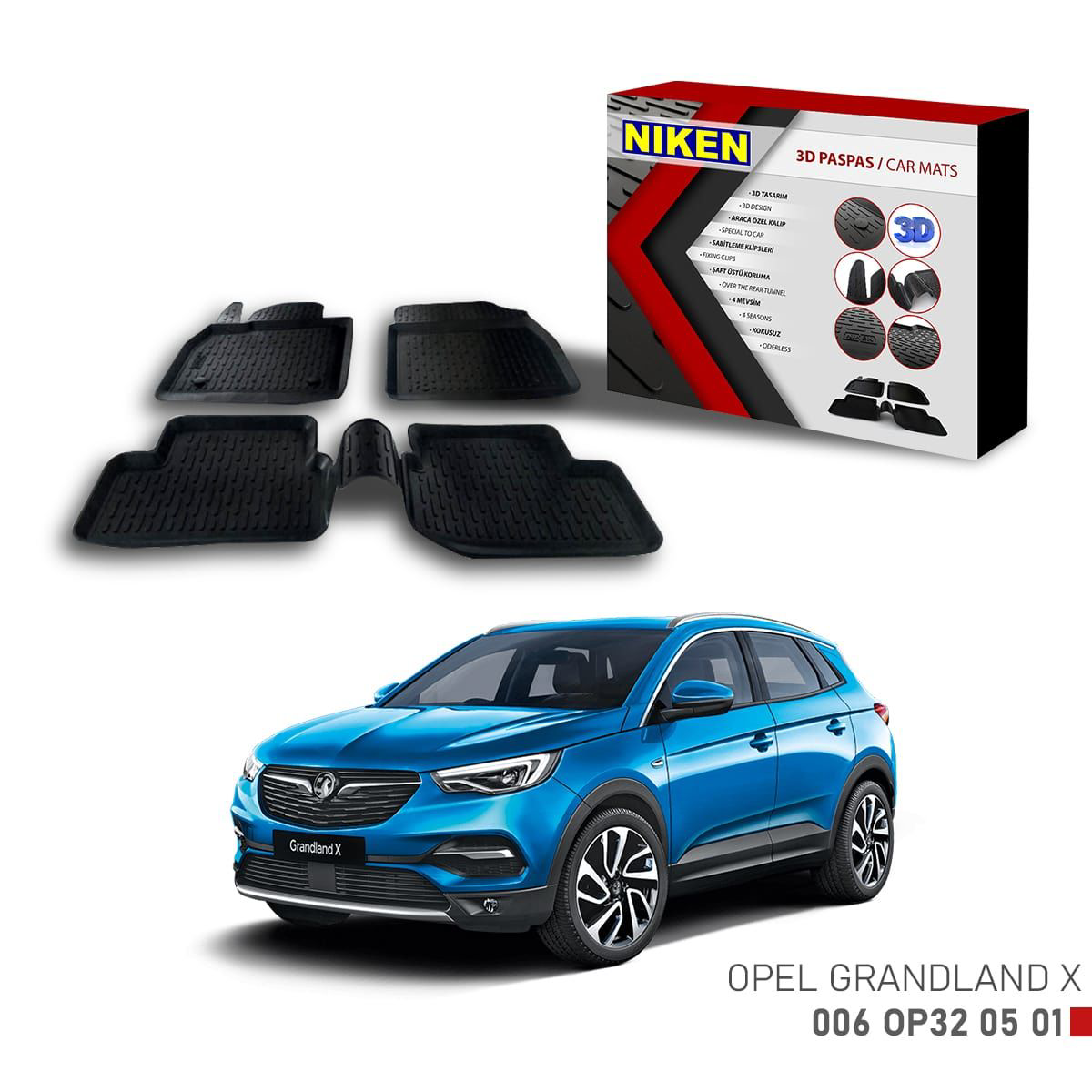 Opel Grandland X için Uyumlu 3D Paspas