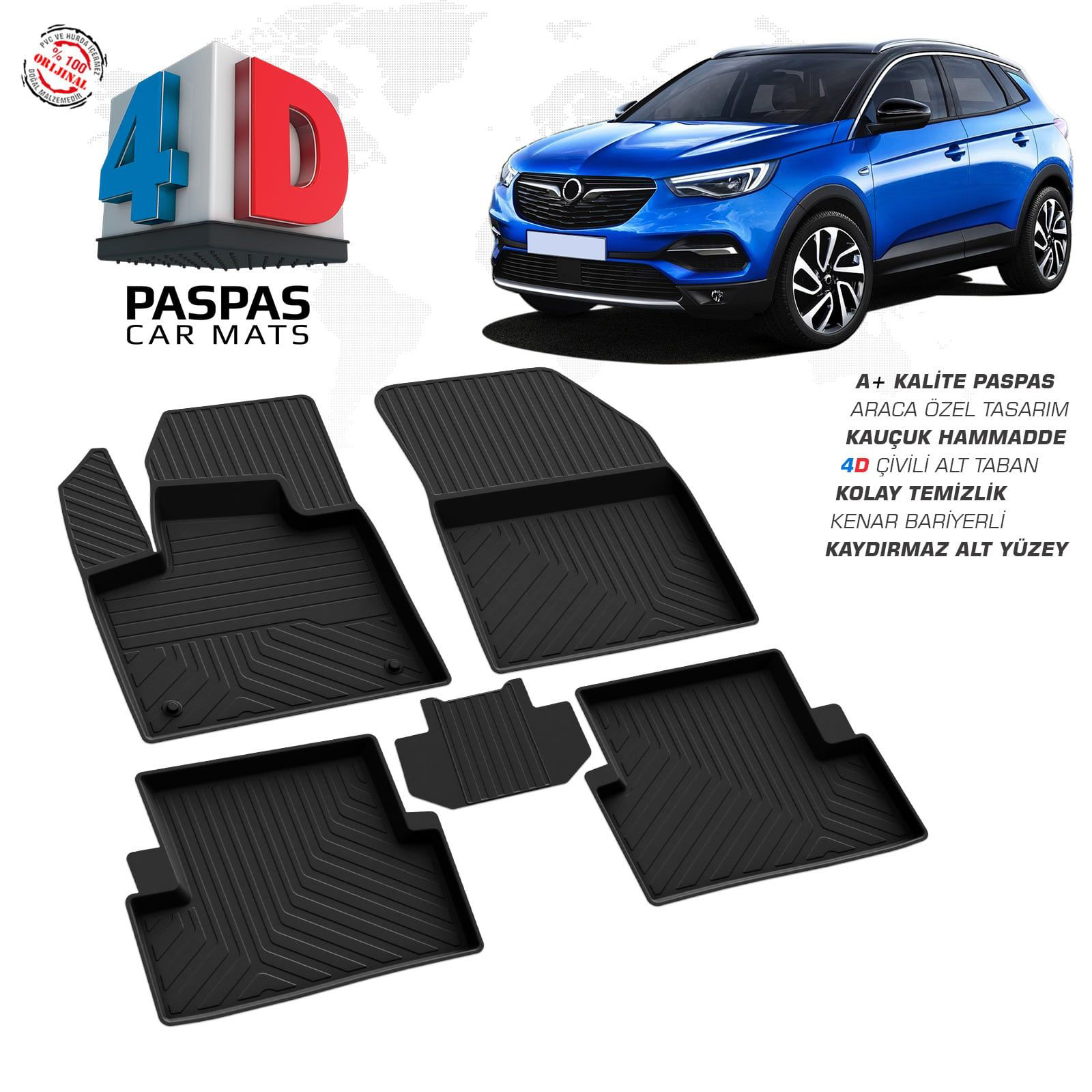 Opel Grandland X 4D Araca Özel Havuzlu Kauçuk Paspas 2017 ve Üzer Fiyatı, Yorumları ve Özellikleri