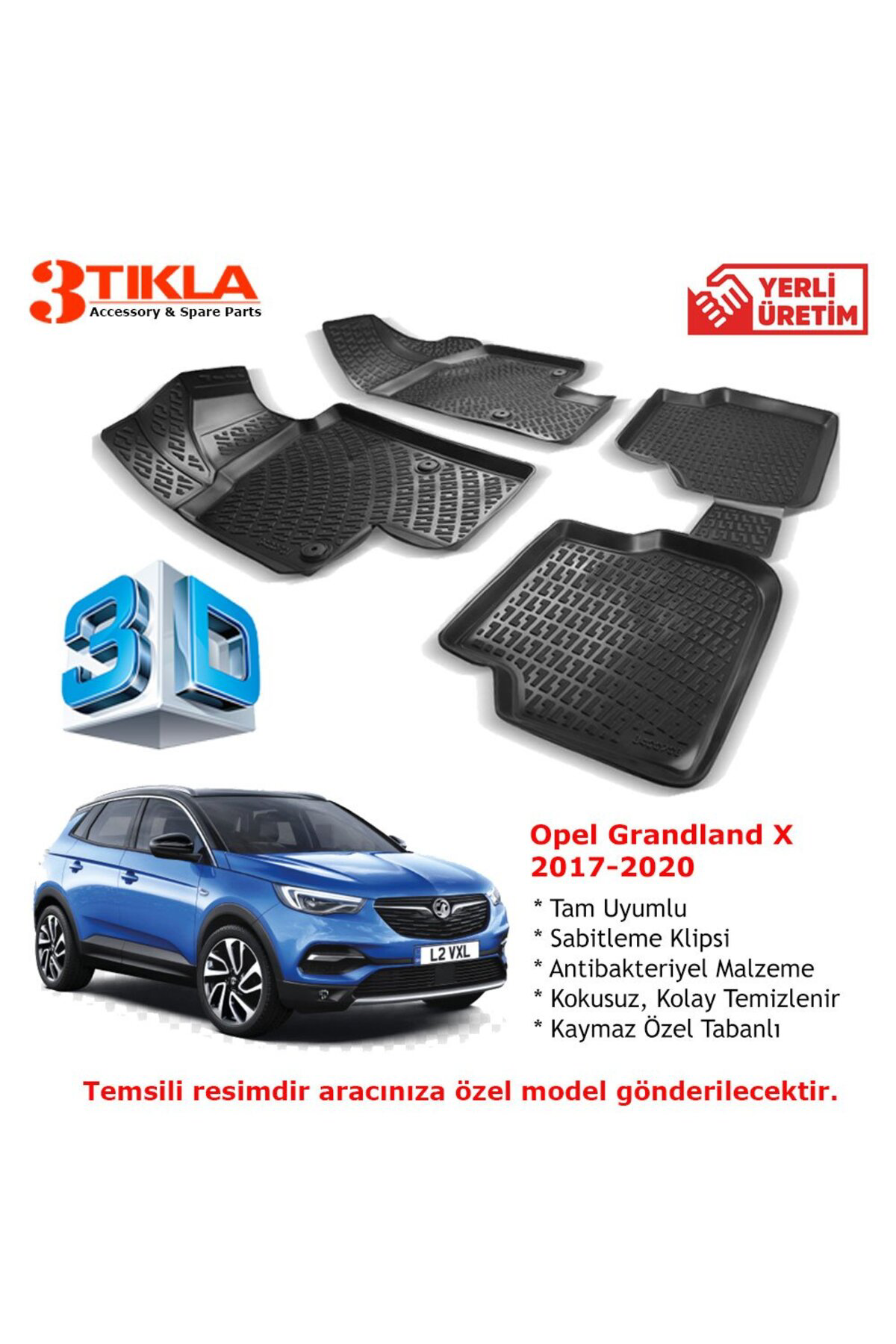 Opel Grandland X 2017-2020 Premium 3D Havuzlu Paspas Seti