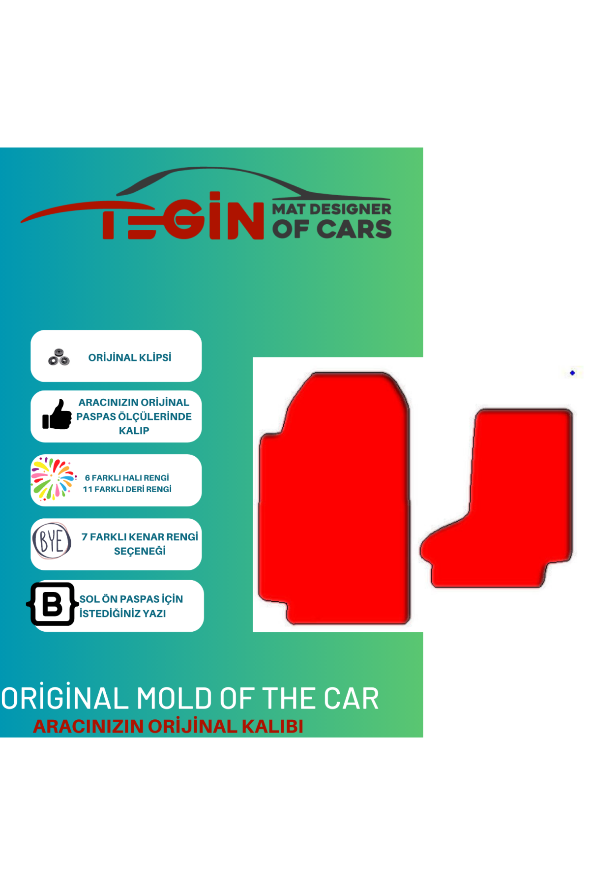 Opel Gt Roadster 2007-2009 Prime Siyah Deri Kırmızı Kenar Paspas