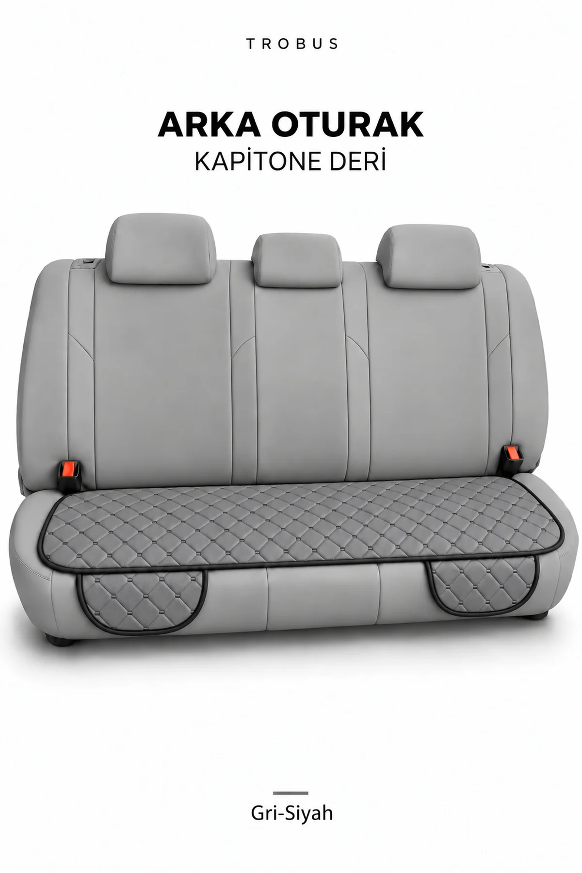 Opel Insignia 2008+ Suni Deri Kapitone Minder 5 Parça Gri Siyah - Görsel 3