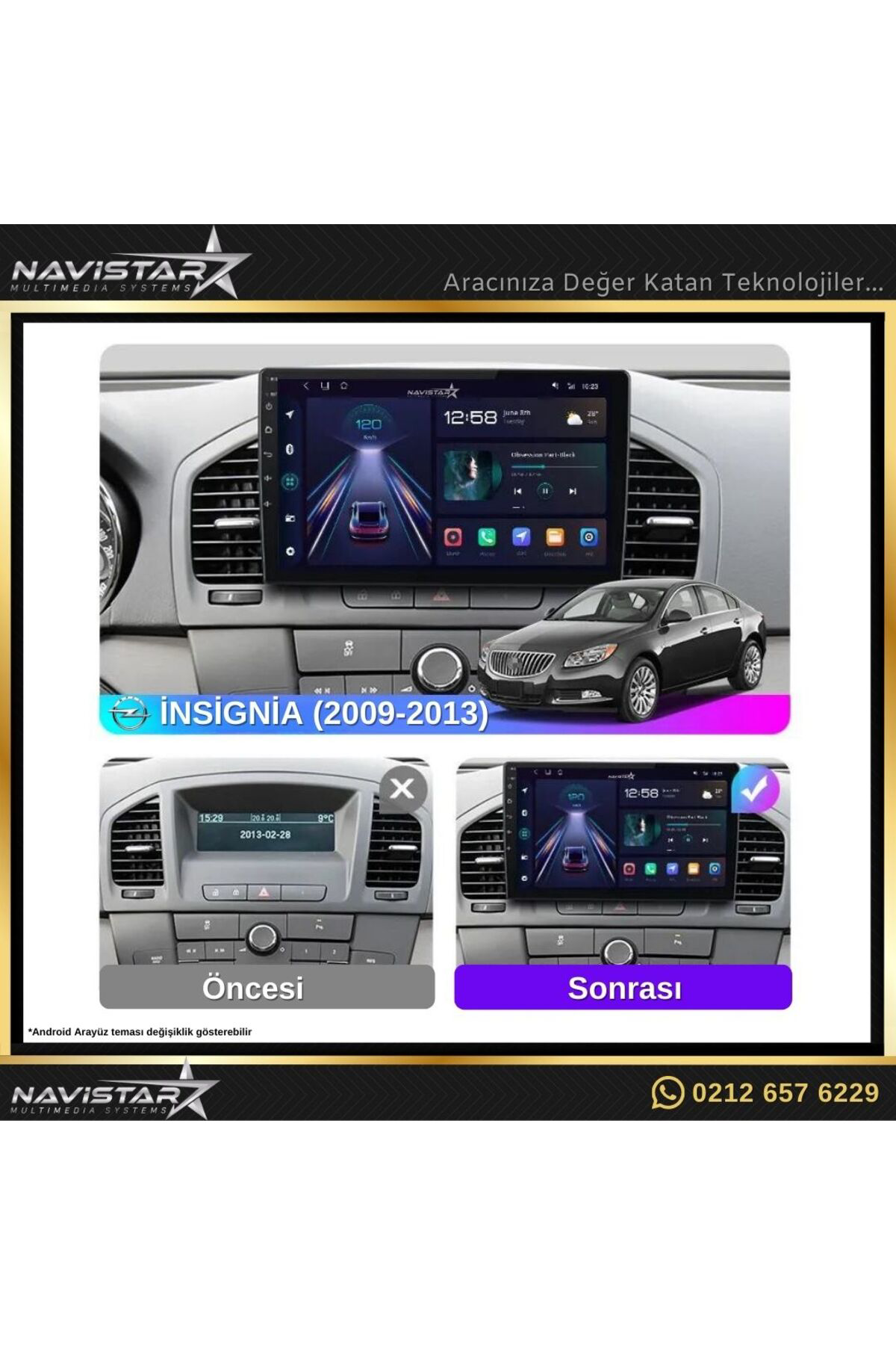 Opel Insignia 2009-2013 Model 2 64gb Android 13 Kablosuz Carplay 