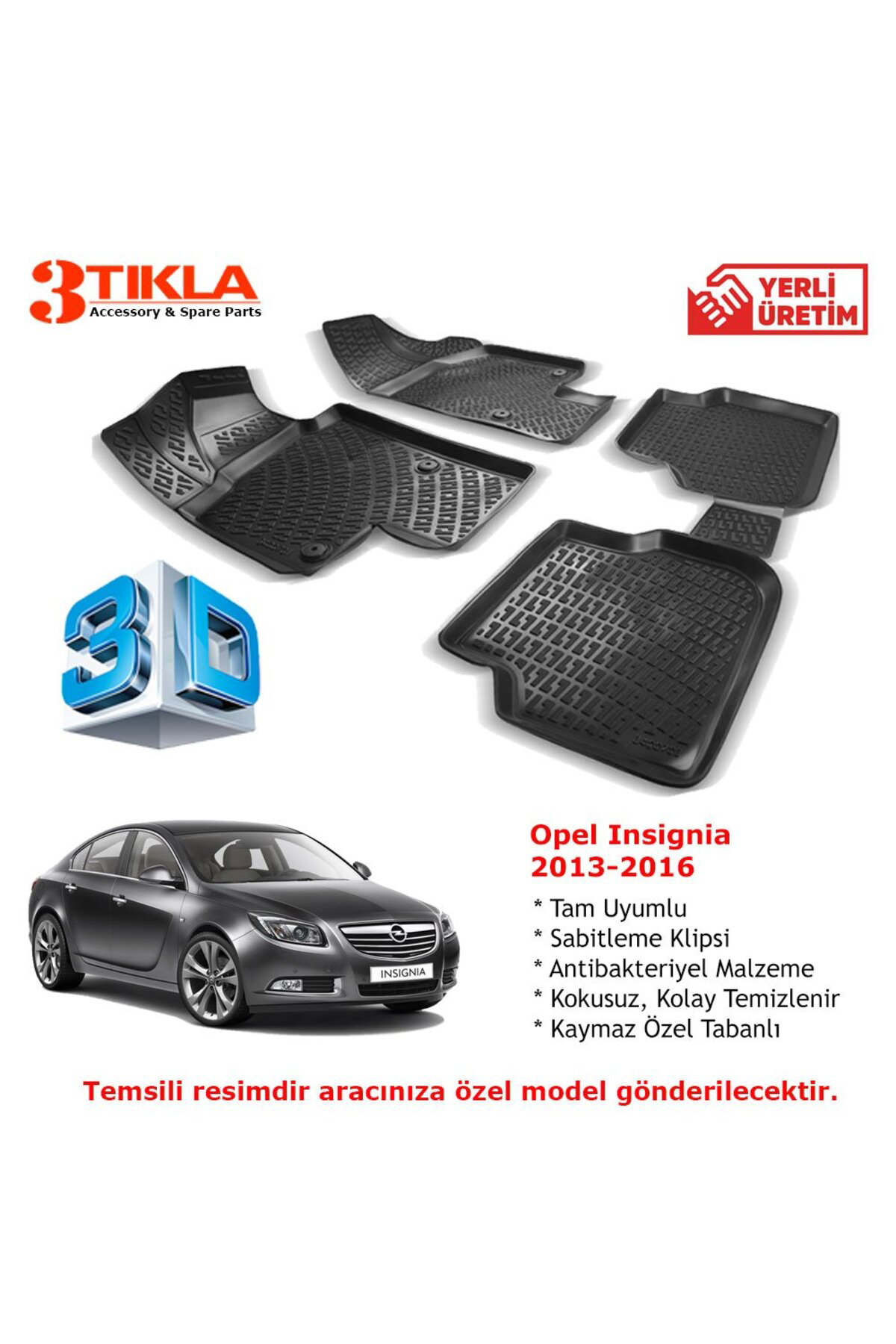 Opel Insignia 2013-2016 Premium 3D Havuzlu Paspas Seti