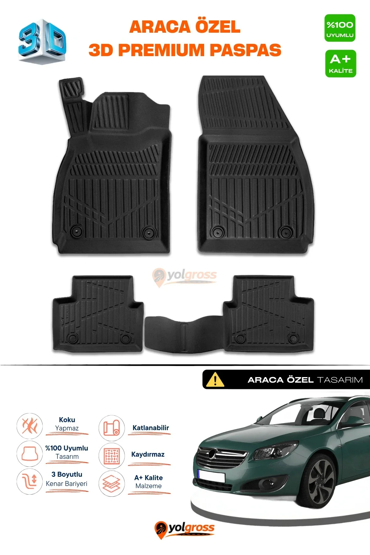 Opel Insignia 3D Pro Havuzlu Paspas 2012-2017 A+ Kalite