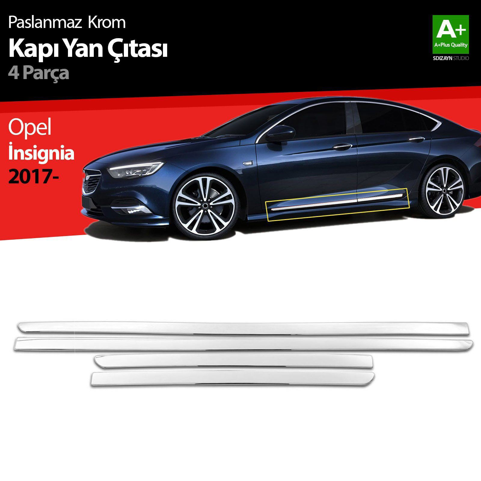 Opel Insignia Uyumlu Krom Kapı Yan Çıtası 4 Parça 2017 Üzeri