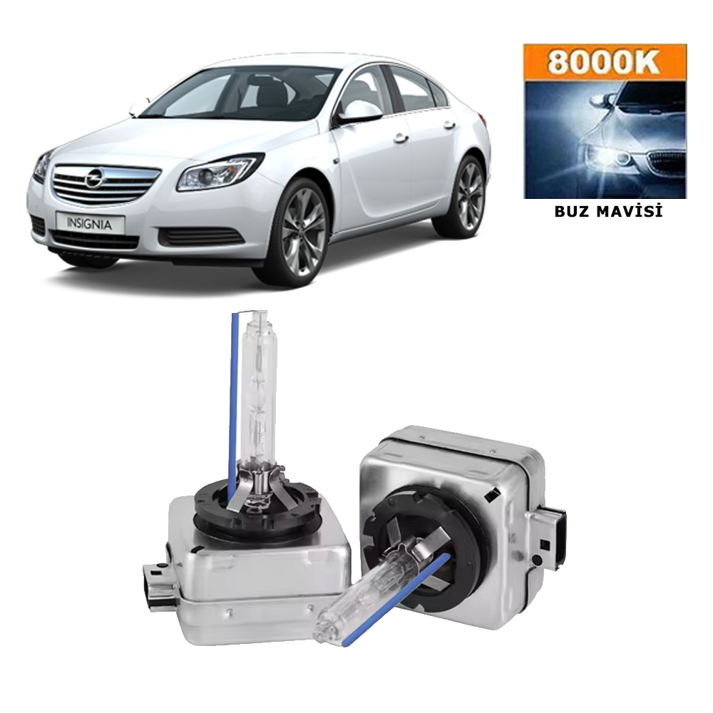 3 Tikla Opel İnsignia Xenon 2008-2013 D1s / D1r 8000K Buz Mavisi Hid Xeno