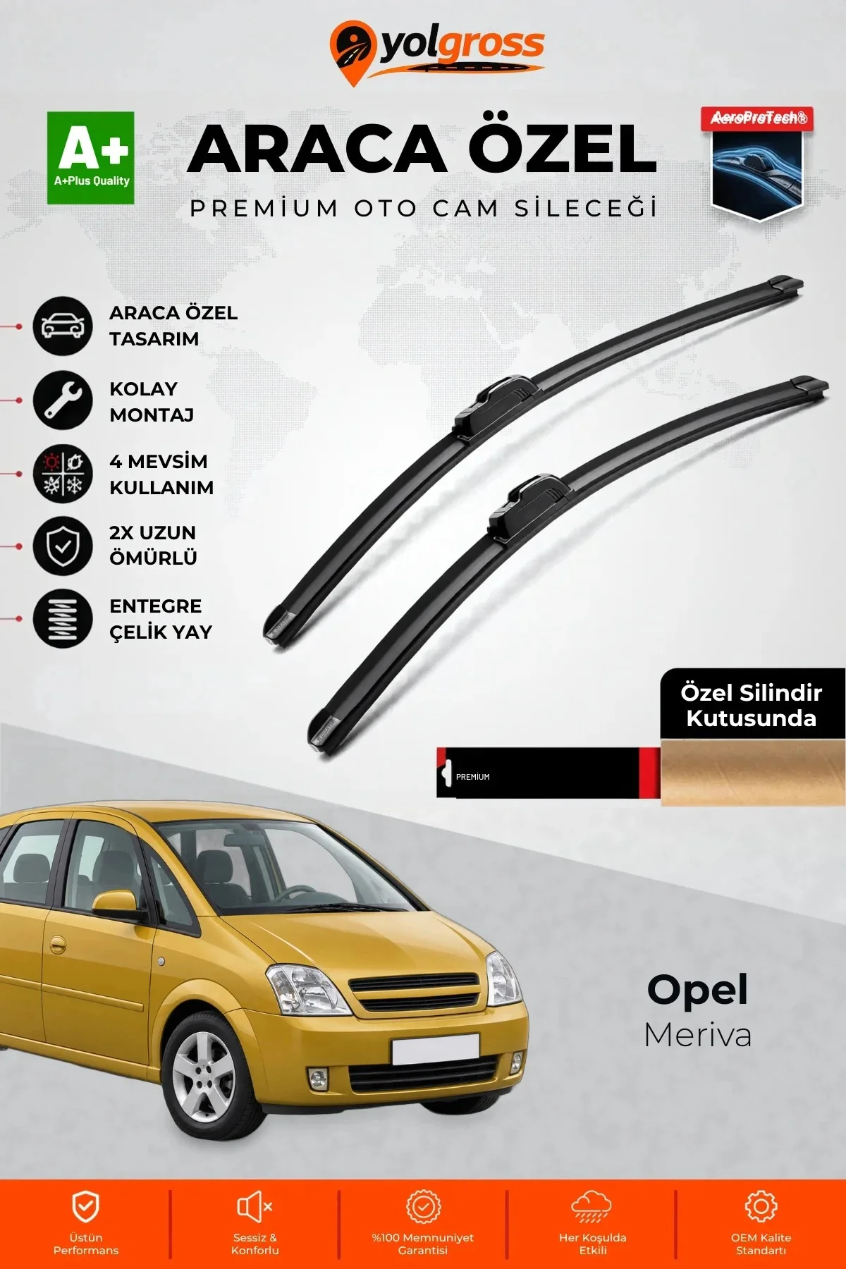 Opel Meriva Ön Cam Silecek Seti 2003-2010 Premium Araca Özel 60-60 Cm A+ Kalite